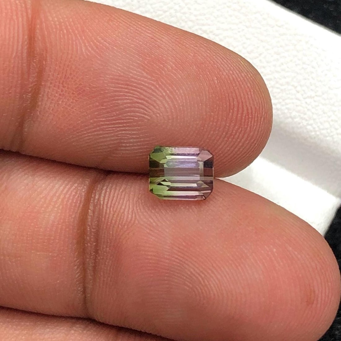 Emerald Cut Bi-Color Tourmaline Gemstone: Pink Green Afghan Crystal, 1.31 CT - 6
