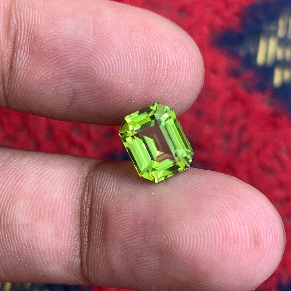 Apple Green Peridot Gemstone: 2.70 Carat Emerald Cut Stone - 2