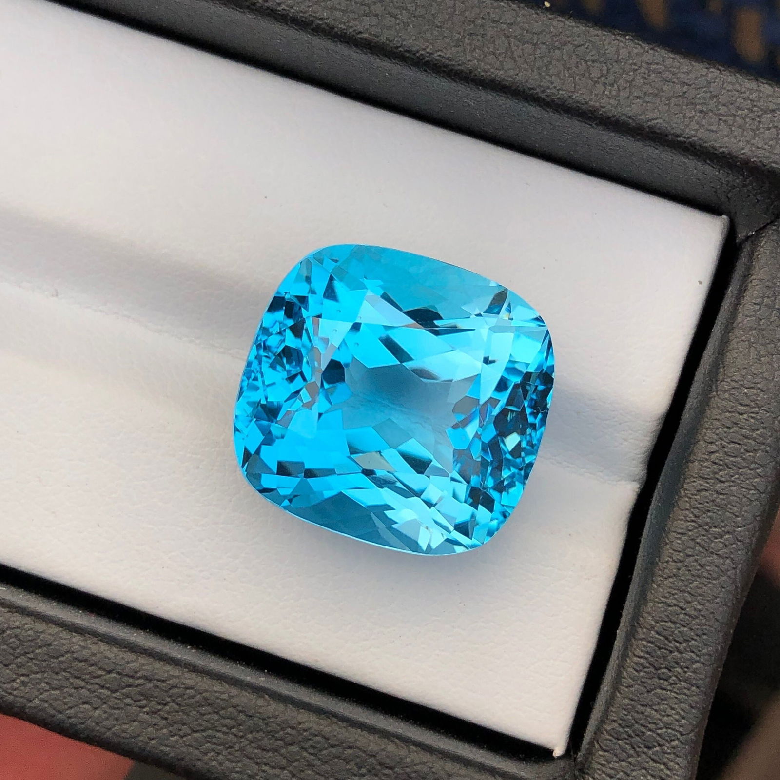 32.2 Carat Swiss Blue Topaz Gemstone: Cushion Cut December Birthstone - 2