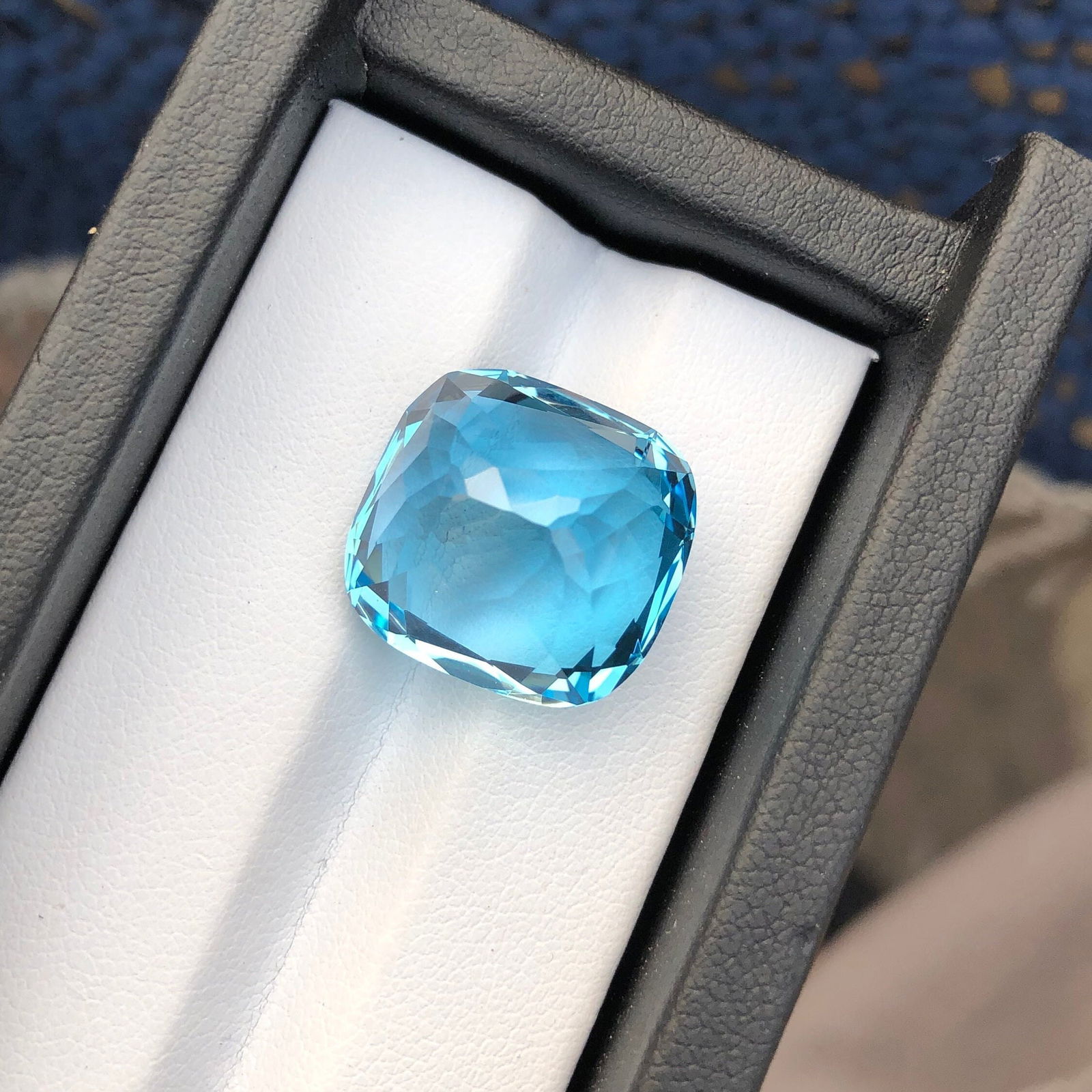 32.2 Carat Swiss Blue Topaz Gemstone: Cushion Cut December Birthstone - 5