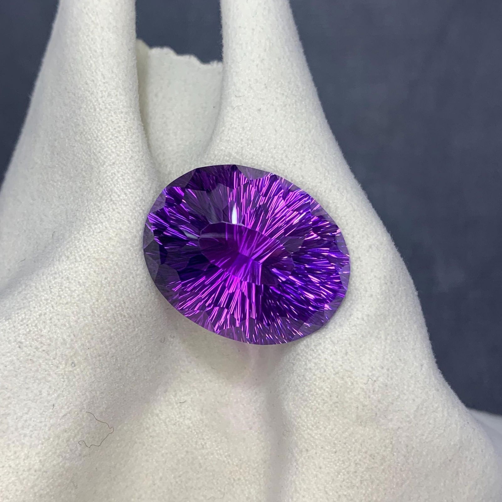 73.95 Carat Natural Amethyst Loose Gemstone: Fancy Oval Cut, Loupe Clean - 2