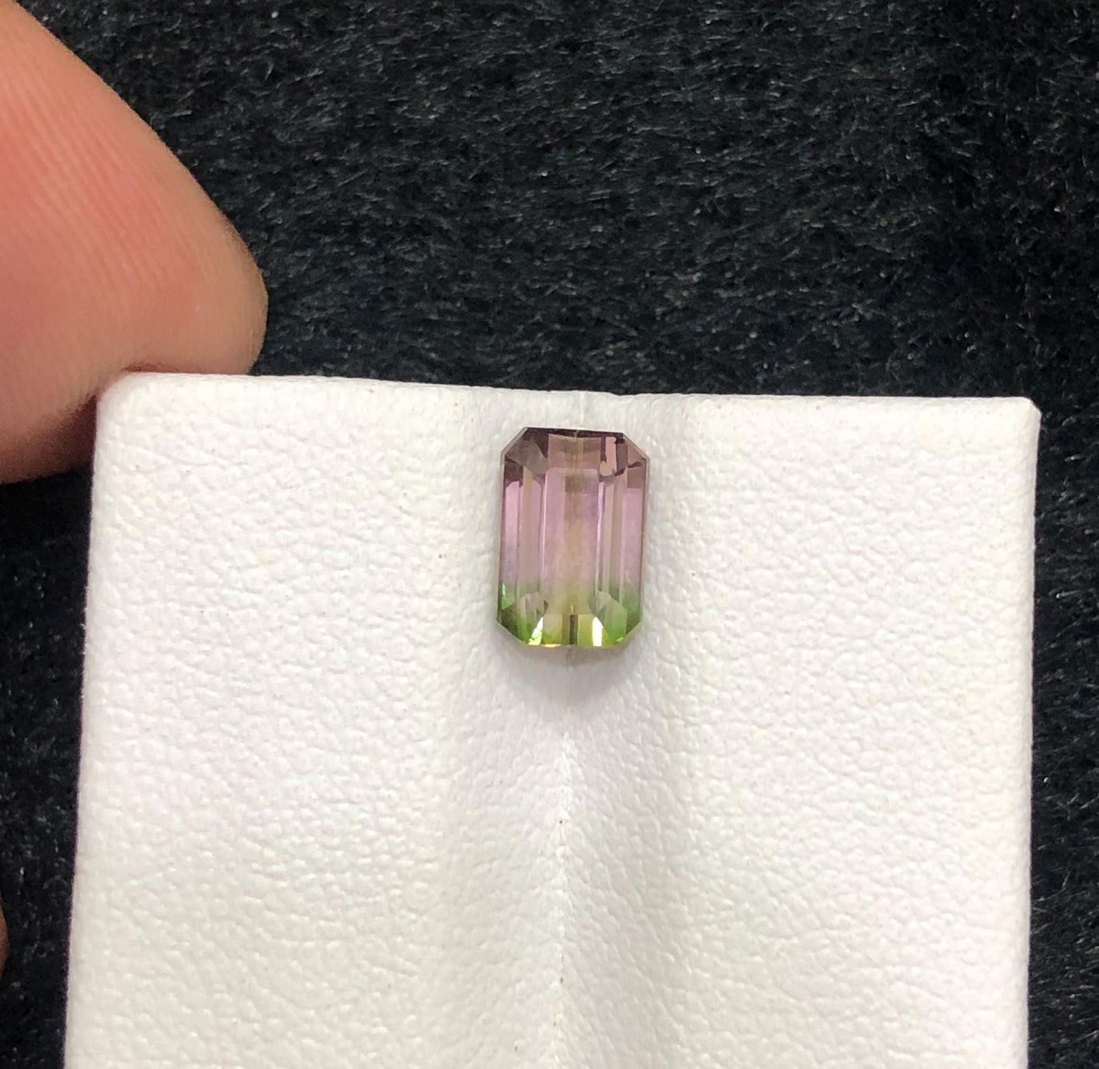 Bi-Color Tourmaline Gemstone: Emerald Cut Green & Pink Afghan Crystal - 2