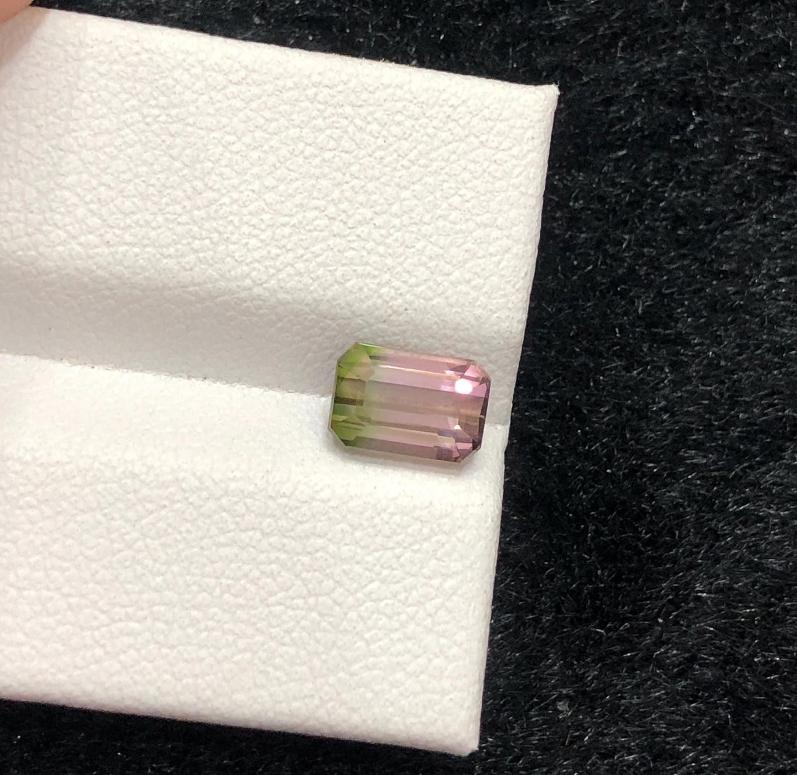 Bi-Color Tourmaline Gemstone: Emerald Cut Green & Pink Afghan Crystal - 8