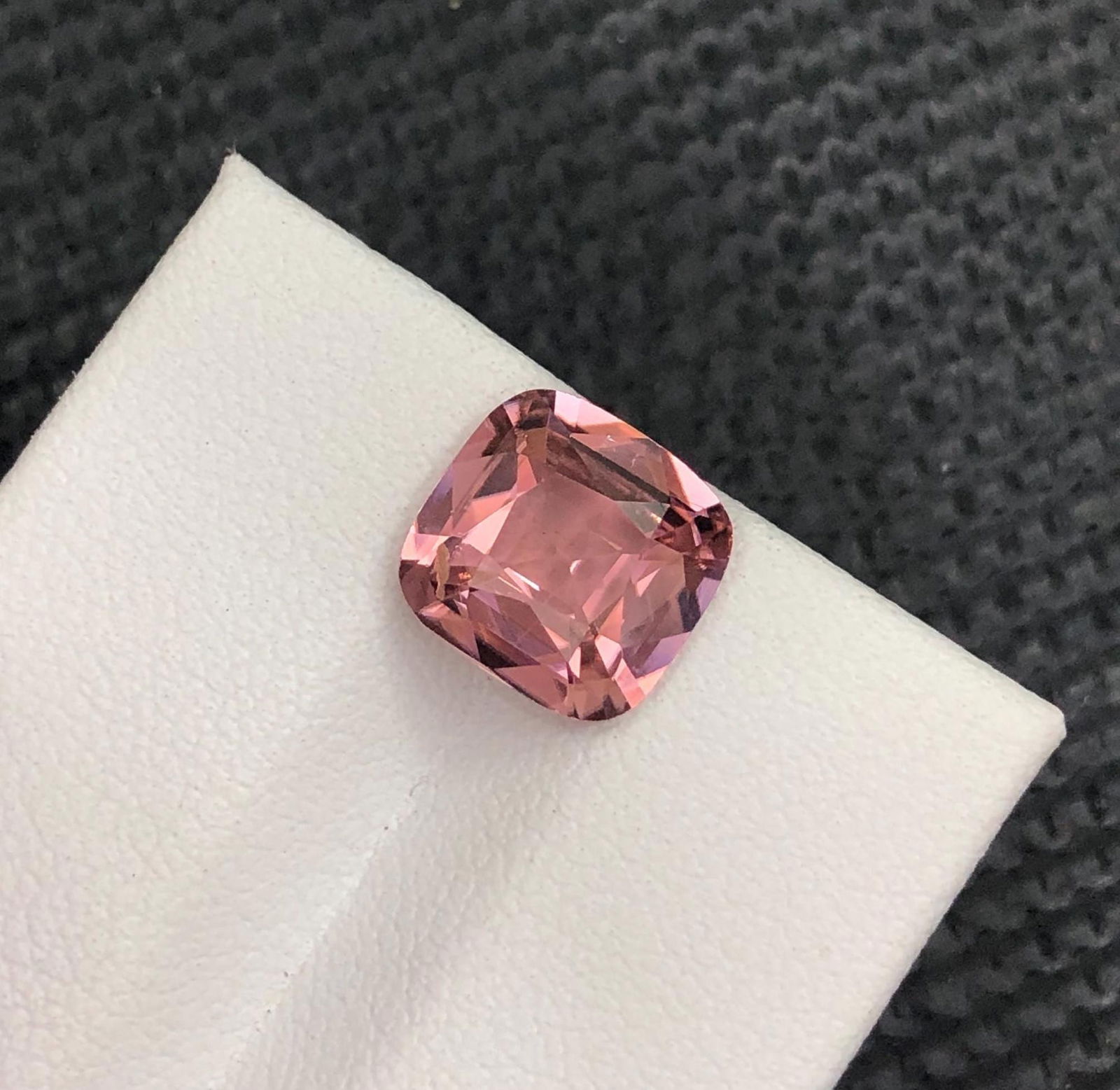 Reddish Hot Pink Tourmaline Gemstone: Square Cushion Cut, 2.72 Carat - 2