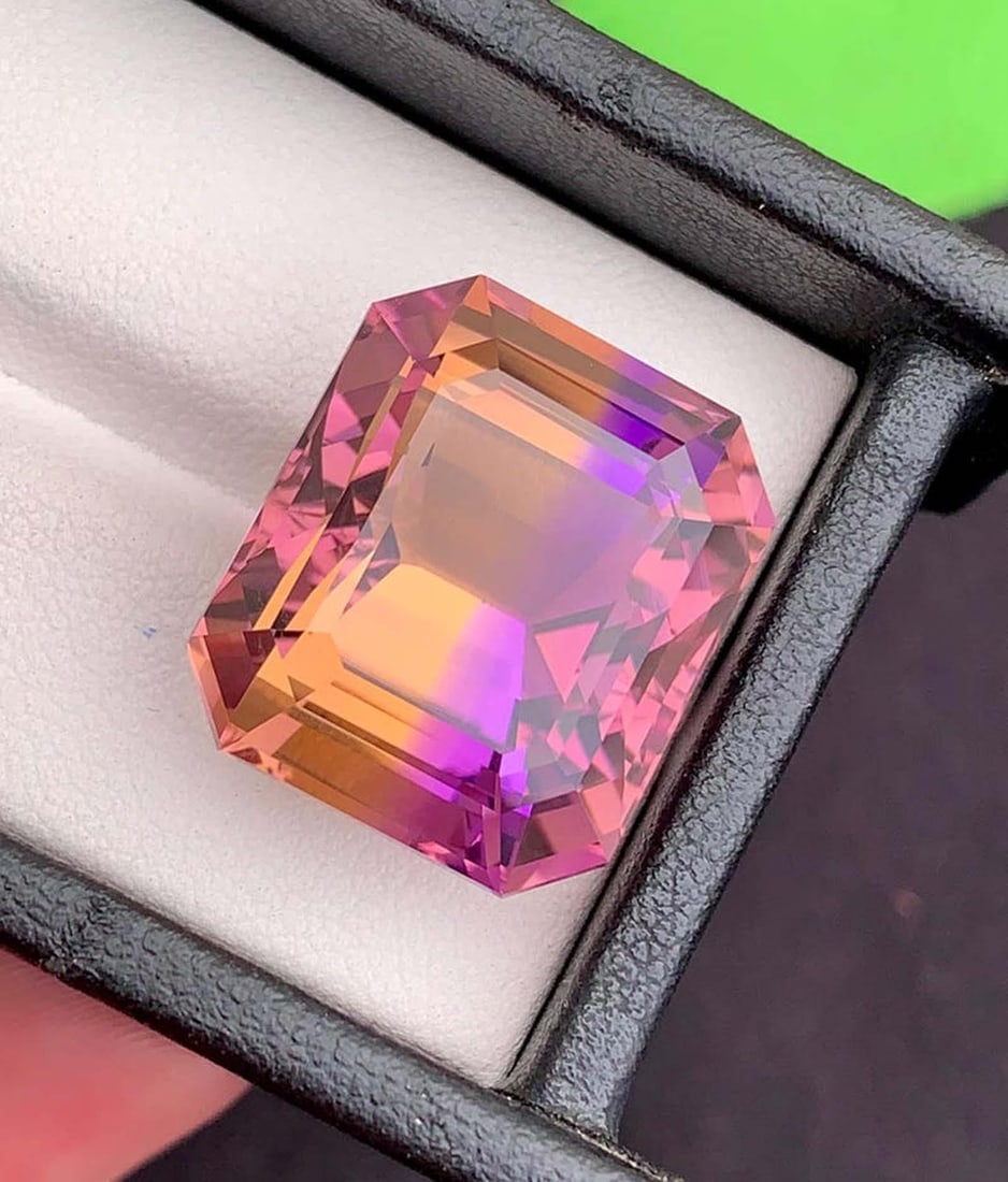 Emerald Cut Ametrine Gemstone: 32.63 Carats, Royal Purple & Golden - 3