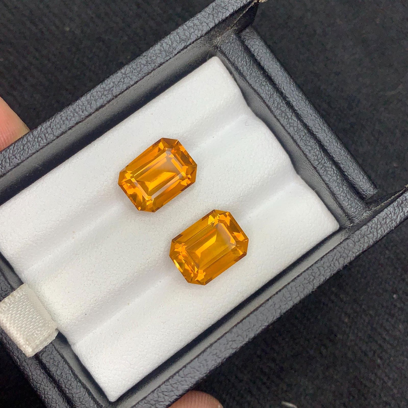 Emerald Cut Citrine Gemstone Pair: Brownish Orange Jewelry (7.44 Carat) - 2