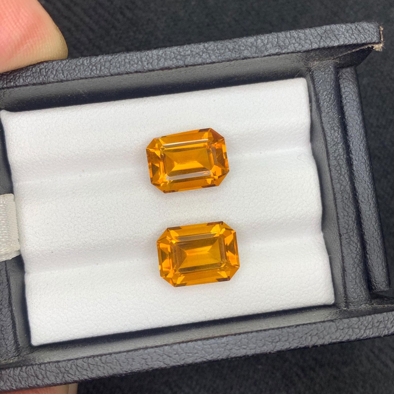 Emerald Cut Citrine Gemstone Pair: Brownish Orange Jewelry (7.44 Carat) - 3