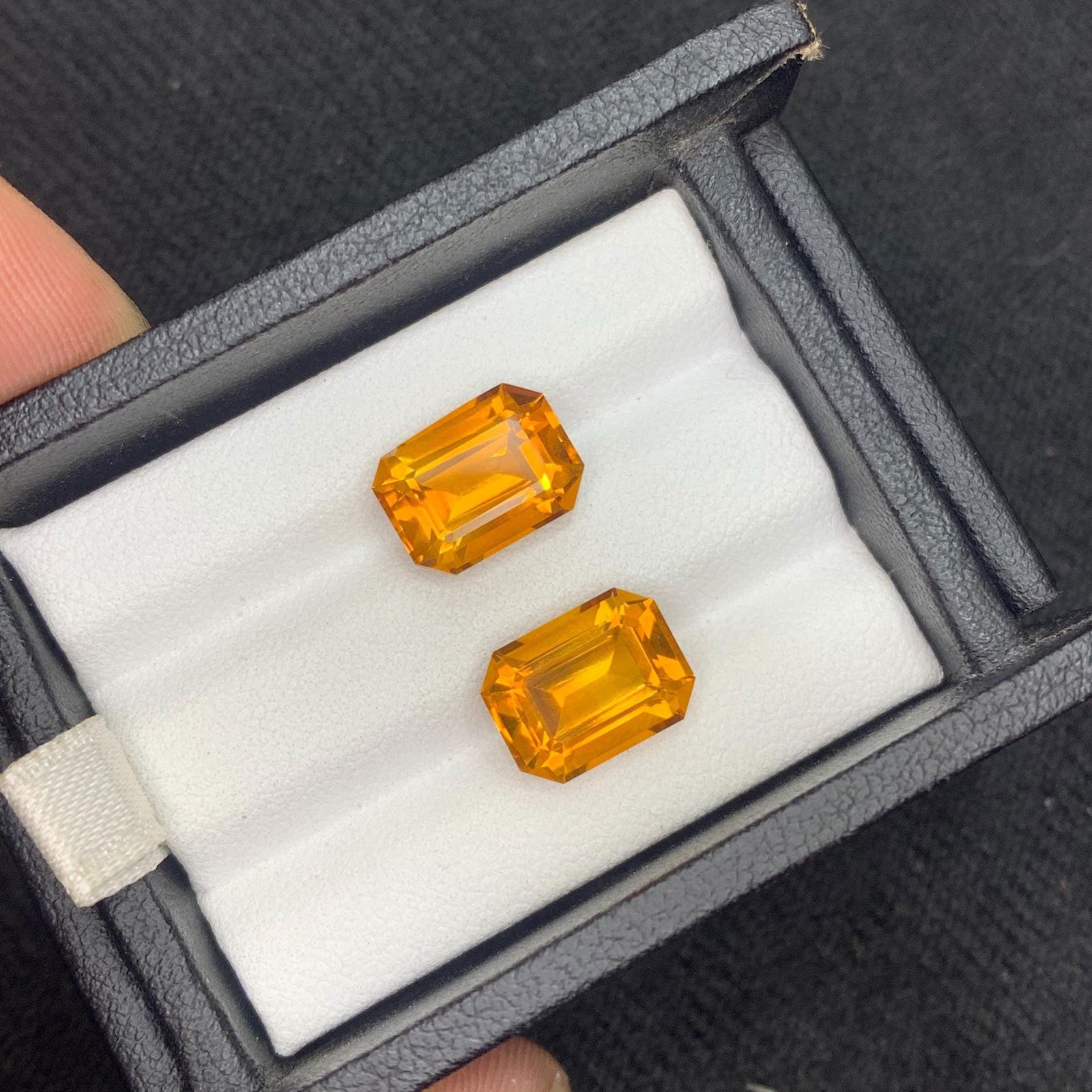 Emerald Cut Citrine Gemstone Pair: Brownish Orange Jewelry (7.44 Carat) - 7