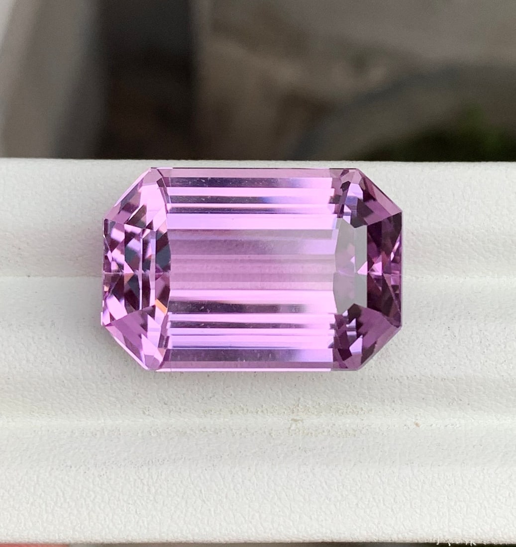 46.40 ct Cotton Pink Kunzite Gemstone: Emerald Cut Jewelry Stone - 3