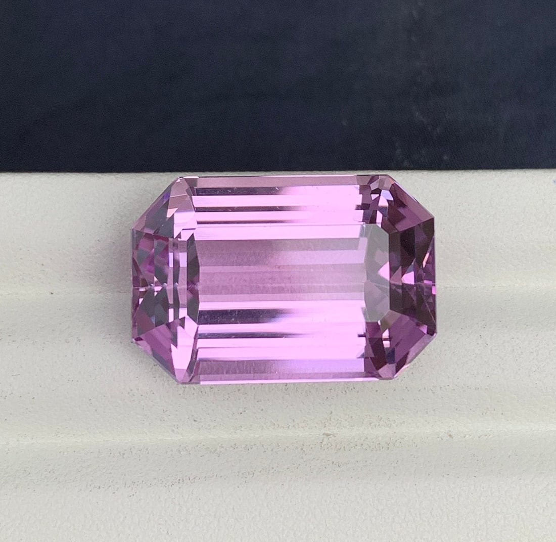 46.40 ct Cotton Pink Kunzite Gemstone: Emerald Cut Jewelry Stone - 7