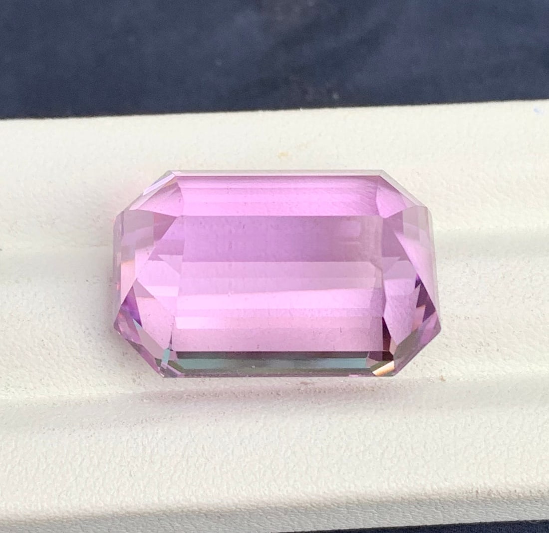 46.40 ct Cotton Pink Kunzite Gemstone: Emerald Cut Jewelry Stone - 8