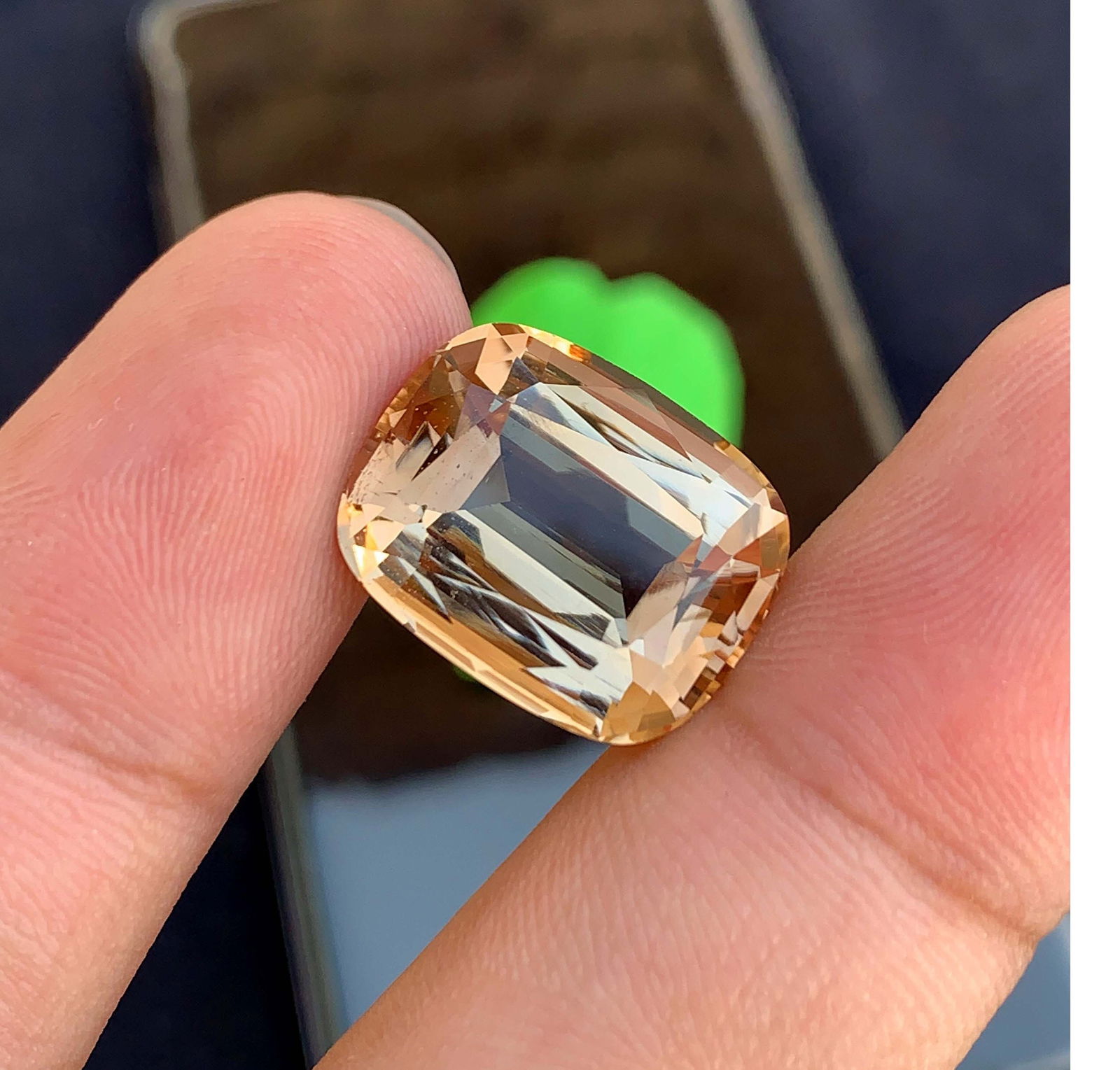 Natural Golden Imperial Topaz Gemstone: 23.50 Carat Cushion Cut - 2