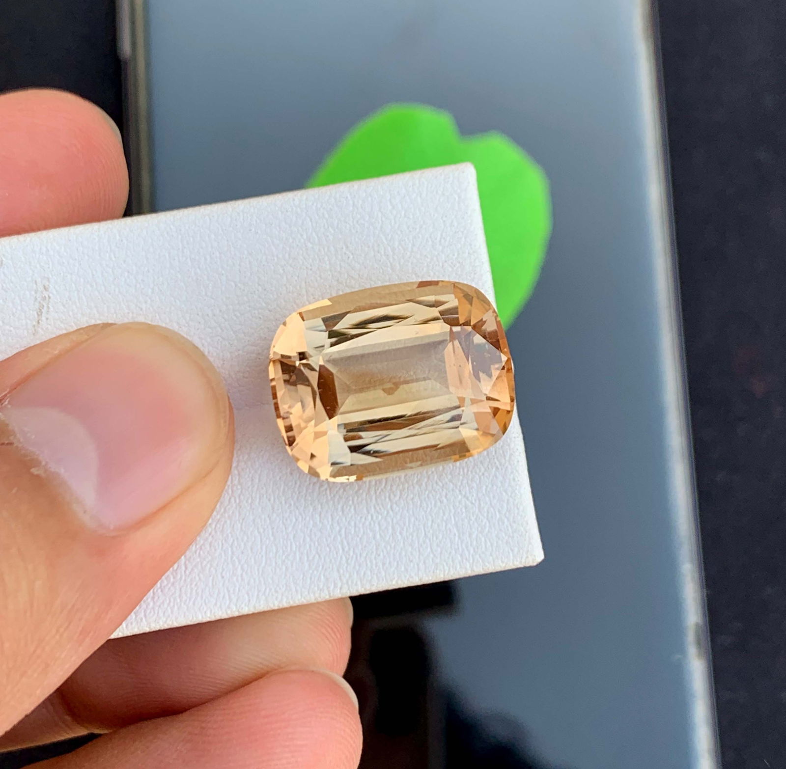 Natural Golden Imperial Topaz Gemstone: 23.50 Carat Cushion Cut - 3