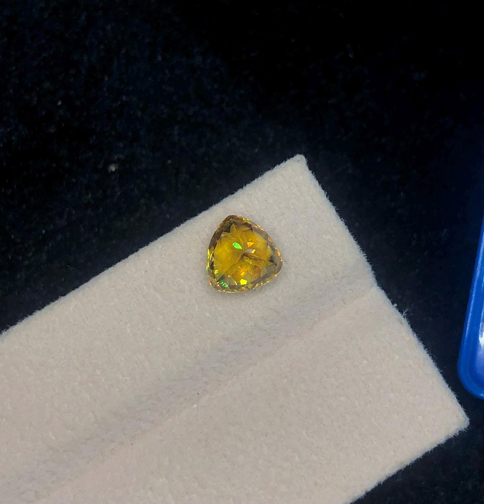 Trillion Cut Sphene Titanite Gemstone: Yellow Orange Sparkle, 2.245 Ct - 6