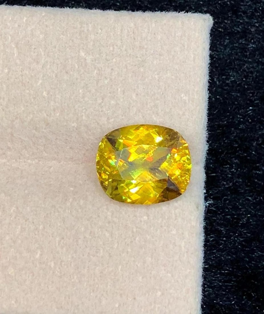 3.34 Carat Yellow Sphene Gemstone: Cushion Cut Titanite - 2