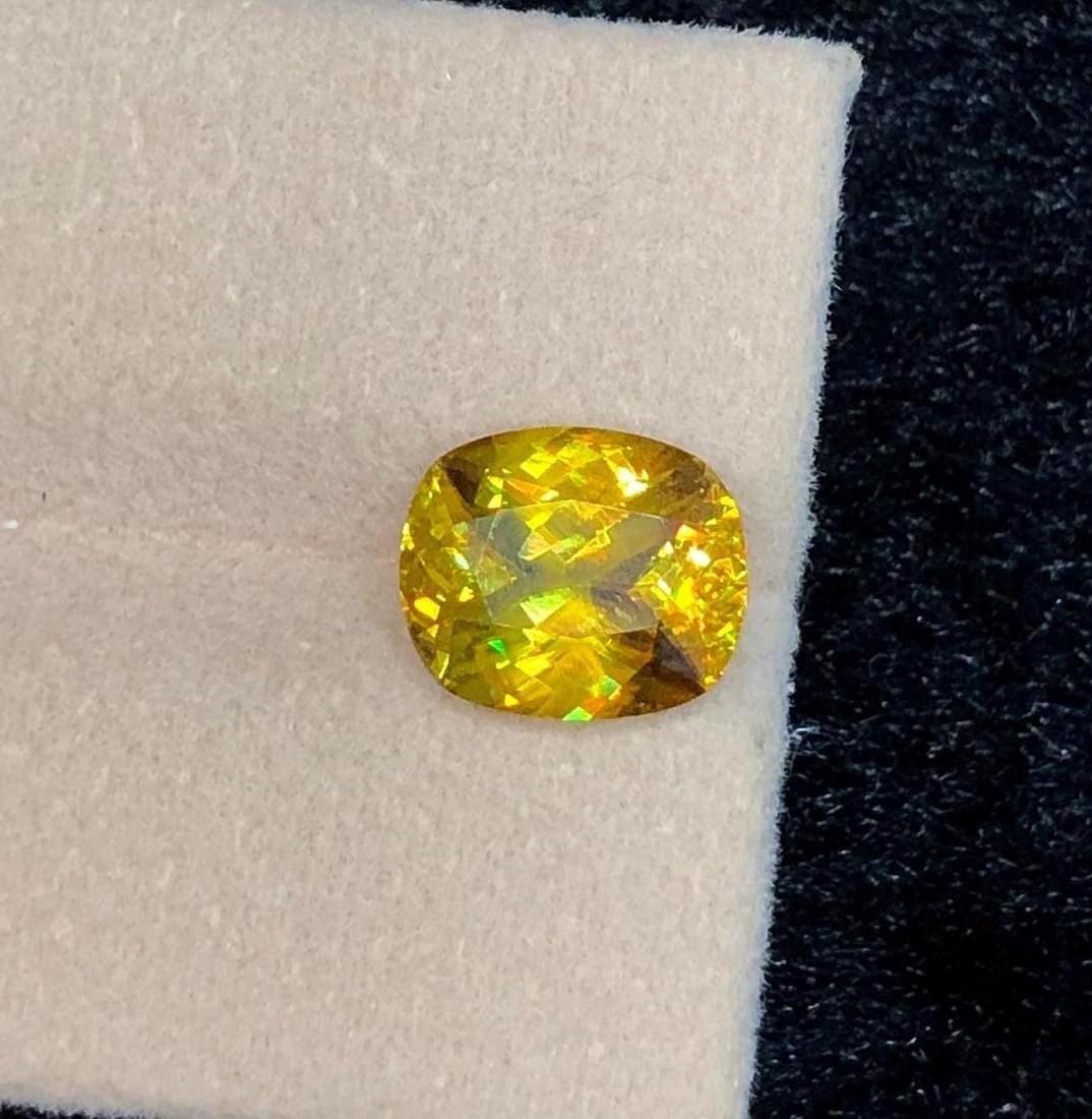 3.34 Carat Yellow Sphene Gemstone: Cushion Cut Titanite - 4