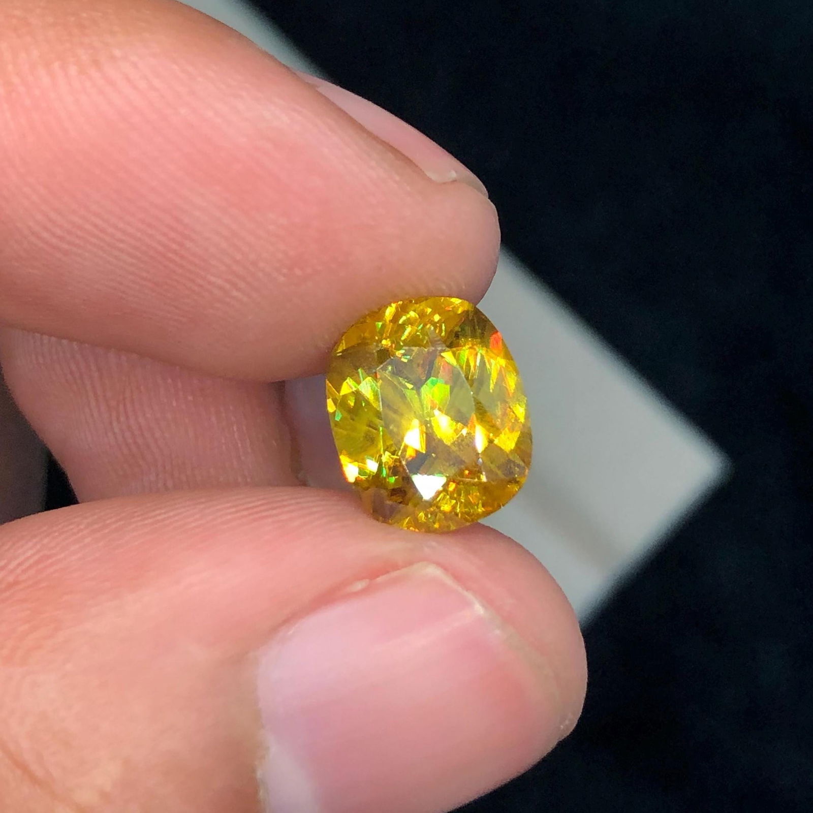 3.34 Carat Yellow Sphene Gemstone: Cushion Cut Titanite - 6