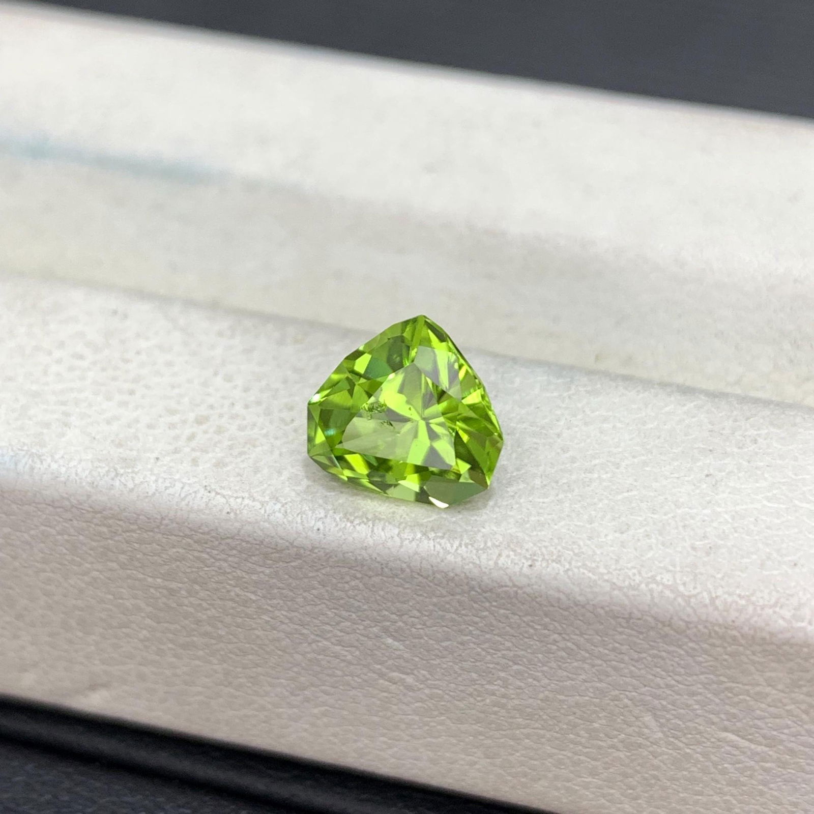 Trillion Cut Peridot Gemstone: 1.57 Carat Apple Green Olivine - 3