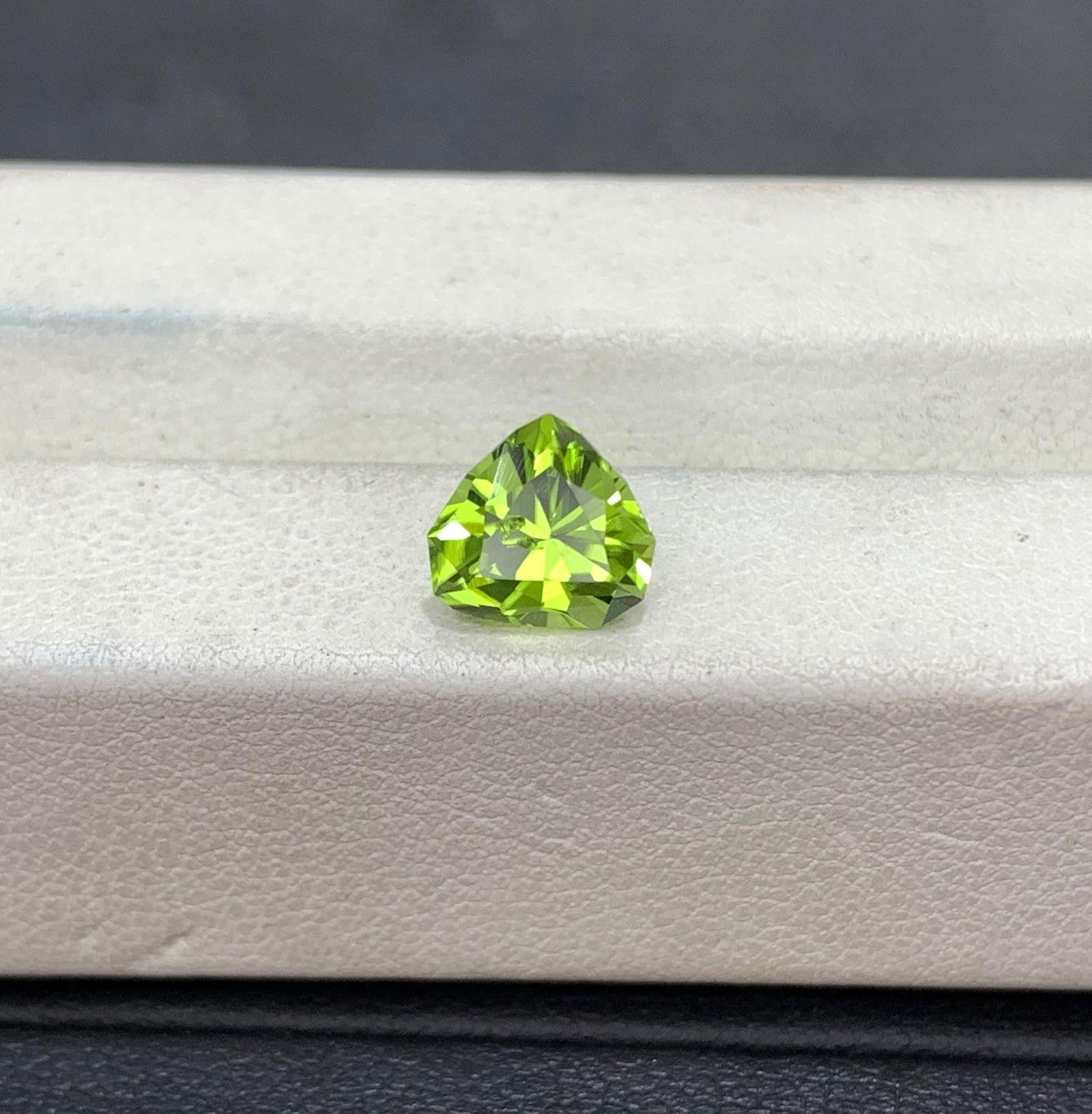Trillion Cut Peridot Gemstone: 1.57 Carat Apple Green Olivine - 4