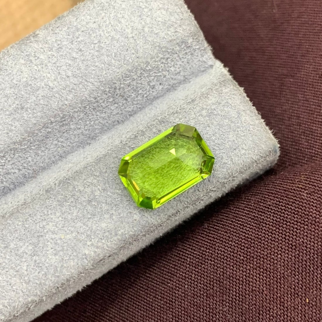 Apple Green Peridot Gemstone: 4 Carat Emerald Cut Stone - 4