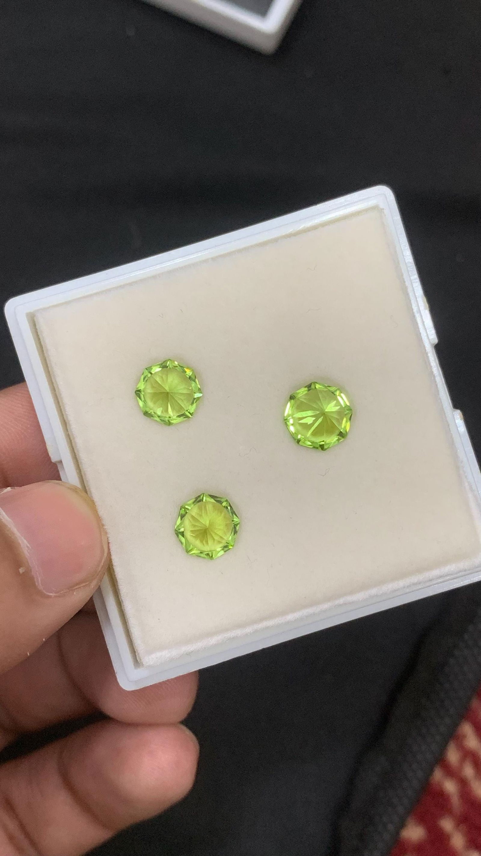 Octagon Cut Peridot Gemstone Set: 5.83 Carat, Bright Green, Sapat Mine - 5
