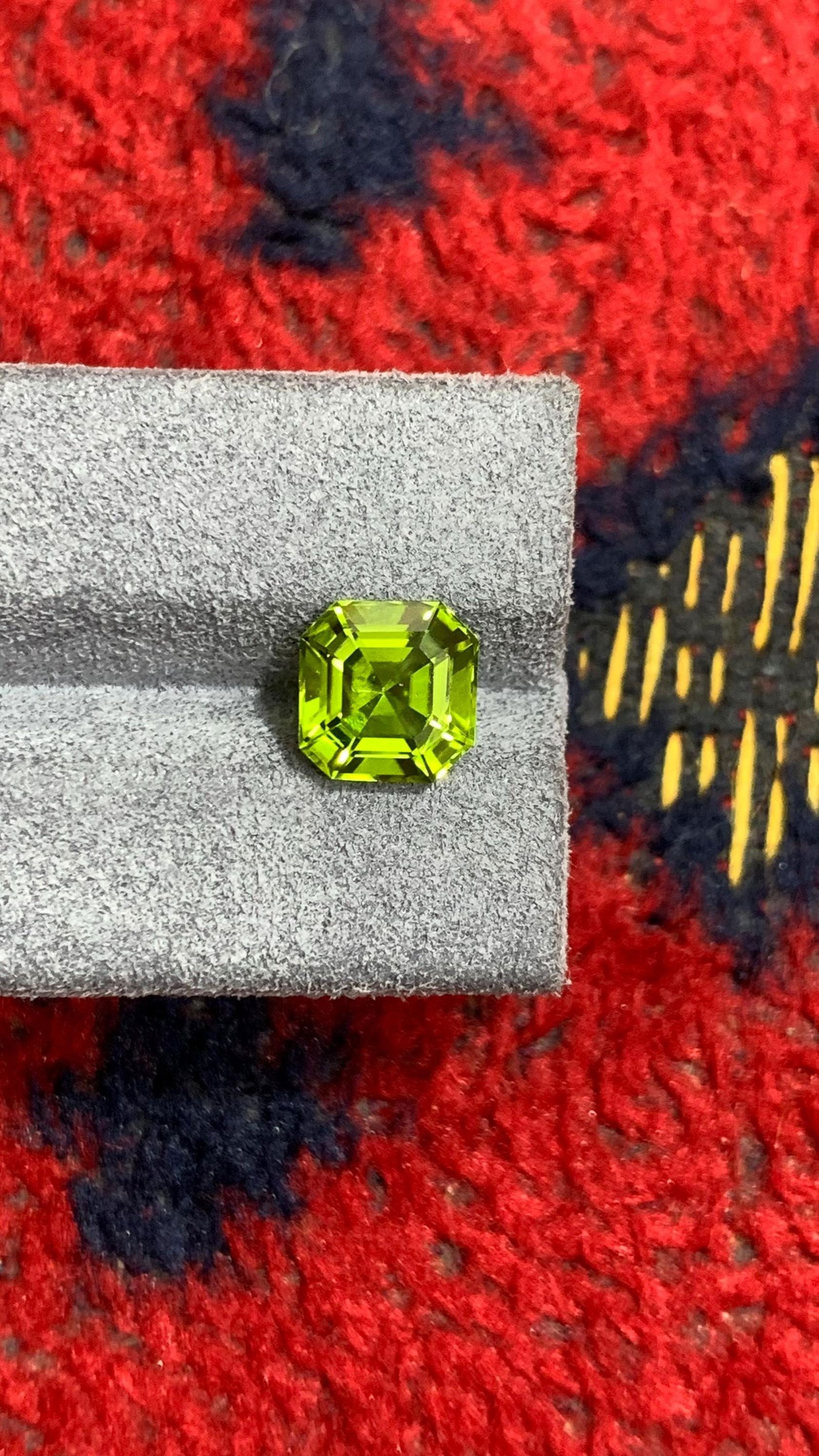 Deep Green Peridot Gemstone: 3.90 Carat Asscher Cut, Sapat Mine - 5