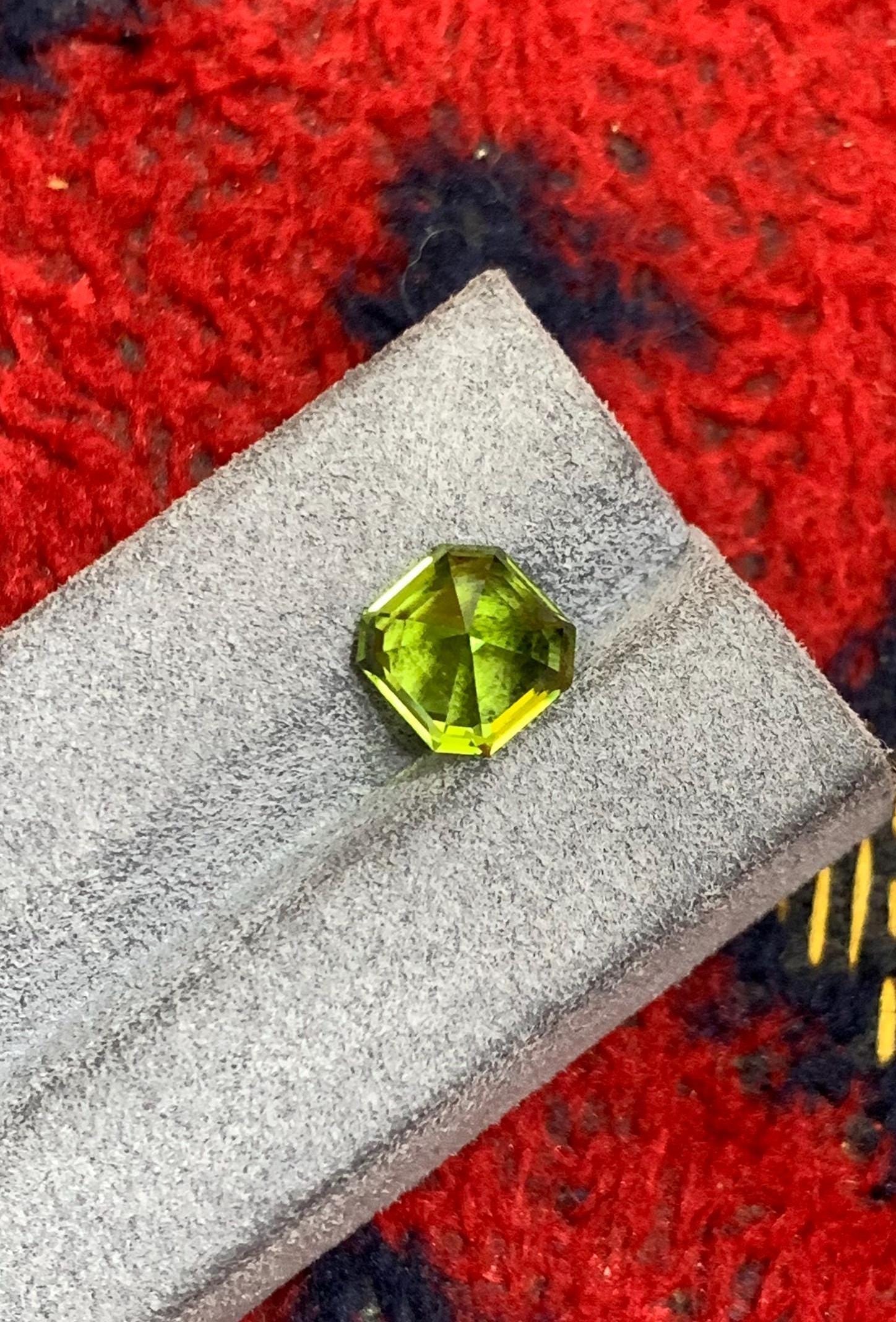 Deep Green Peridot Gemstone: 3.90 Carat Asscher Cut, Sapat Mine - 7