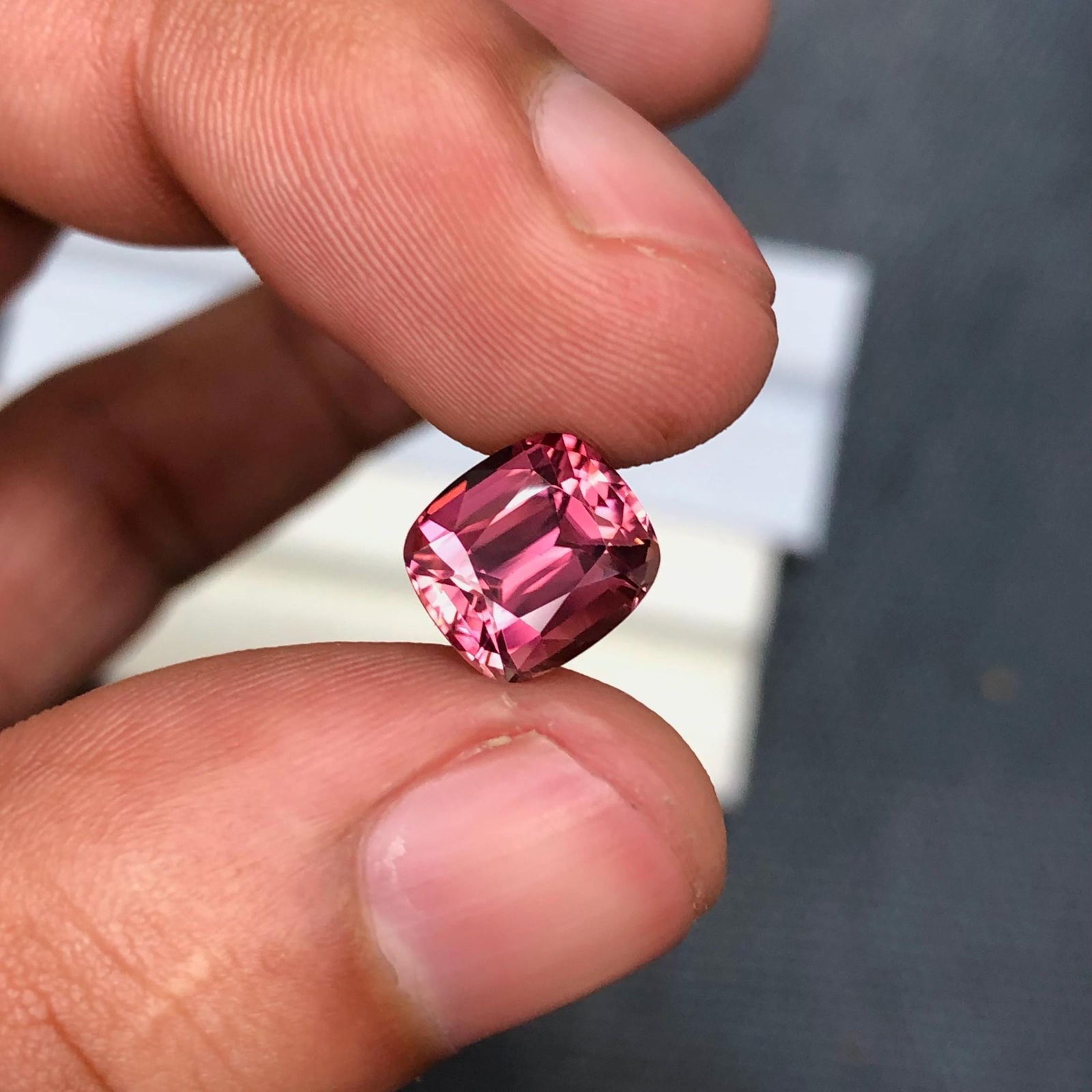 Reddish Hot Pink Tourmaline Gemstone: Cushion Cut, 3.125 Carat: Title:Reddish Hot Pink Tourmaline Gemstone: Cushion Cut, 3.125 Carat Description:Materials: Gemstone: Tourmaline Carat weight: 3 Natural Reddish Hot Pink Tourmaline Gemstone For Jewelry , Cushion Shap