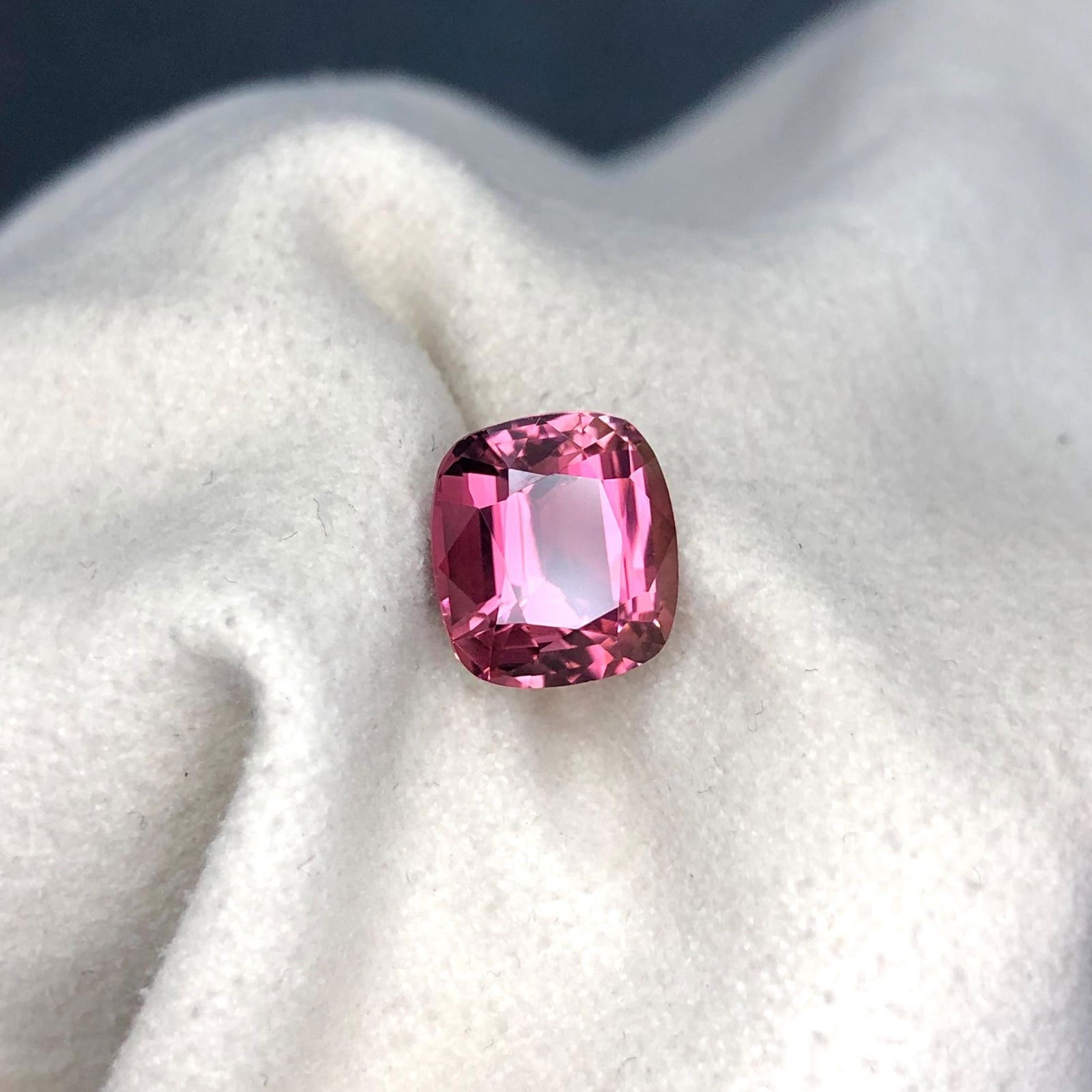 Reddish Hot Pink Tourmaline Gemstone: Cushion Cut, 3.125 Carat - 3