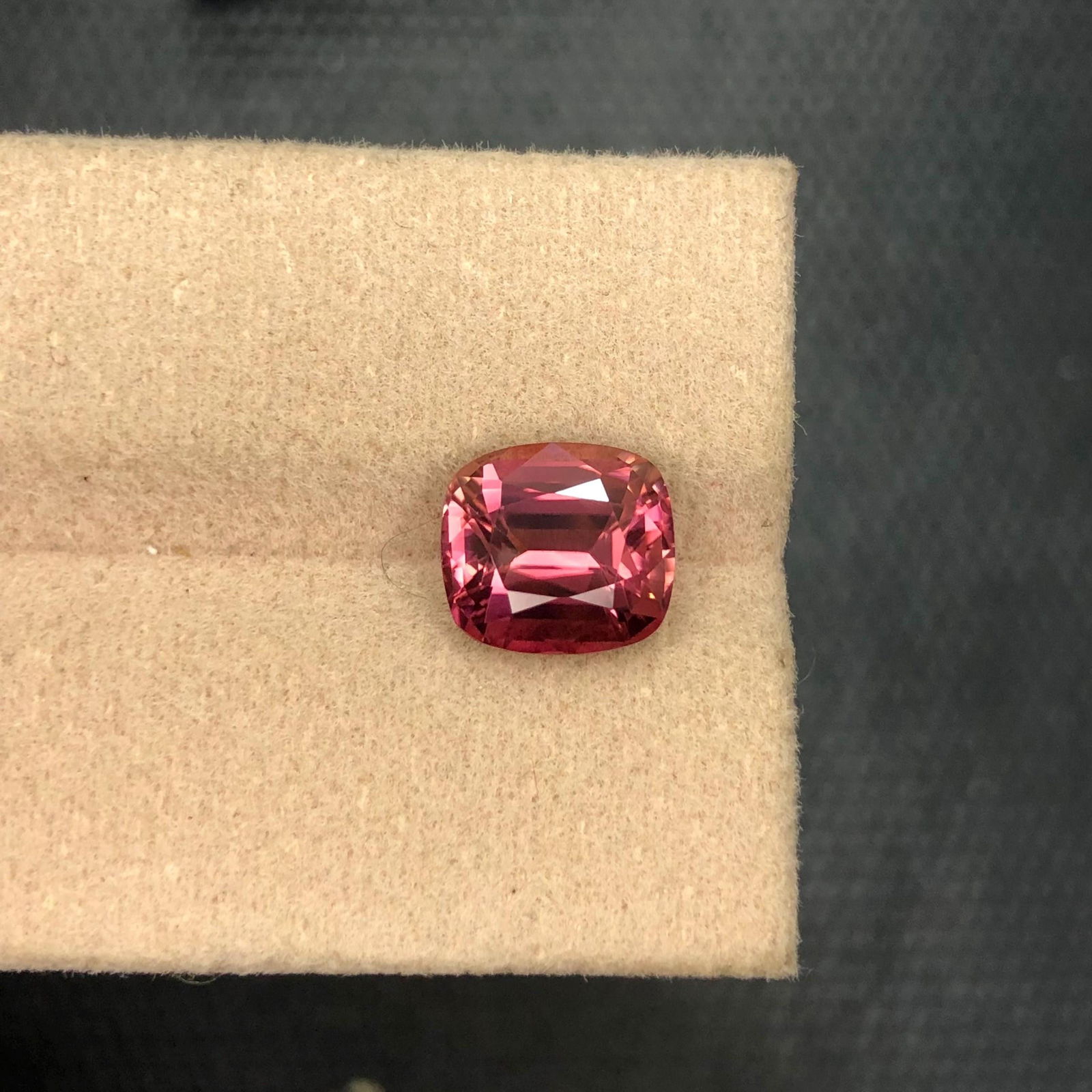Reddish Hot Pink Tourmaline Gemstone: Cushion Cut, 3.125 Carat - 7