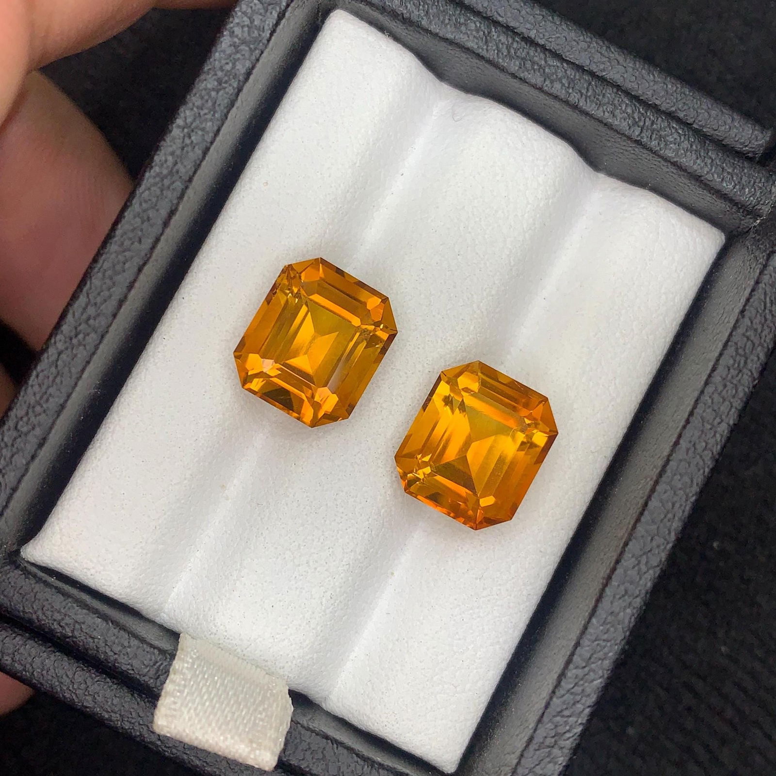 Emerald Cut Citrine Gemstone Pair: Brownish Orange, 7.62 Carat - 8