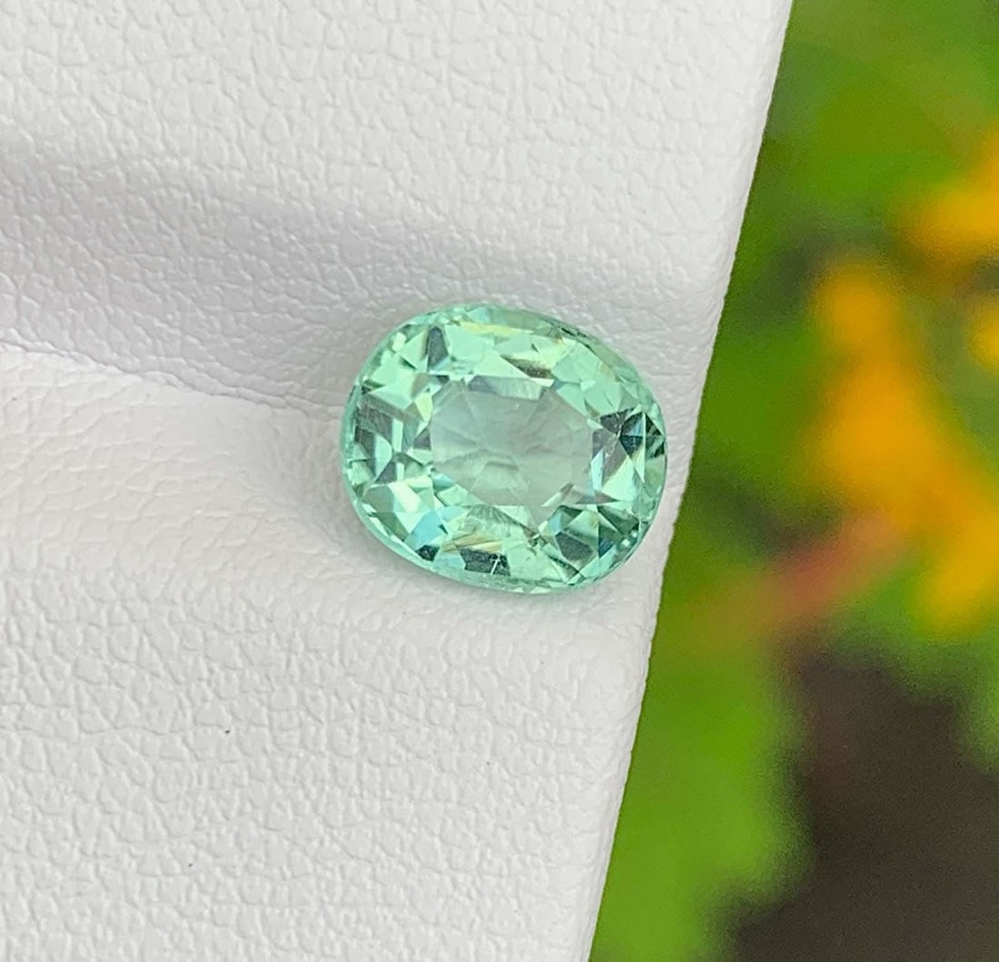 Mint Green Color Tourmaline Gemstone: Natural October Birthstone, Africa (2.18 CT) - 2