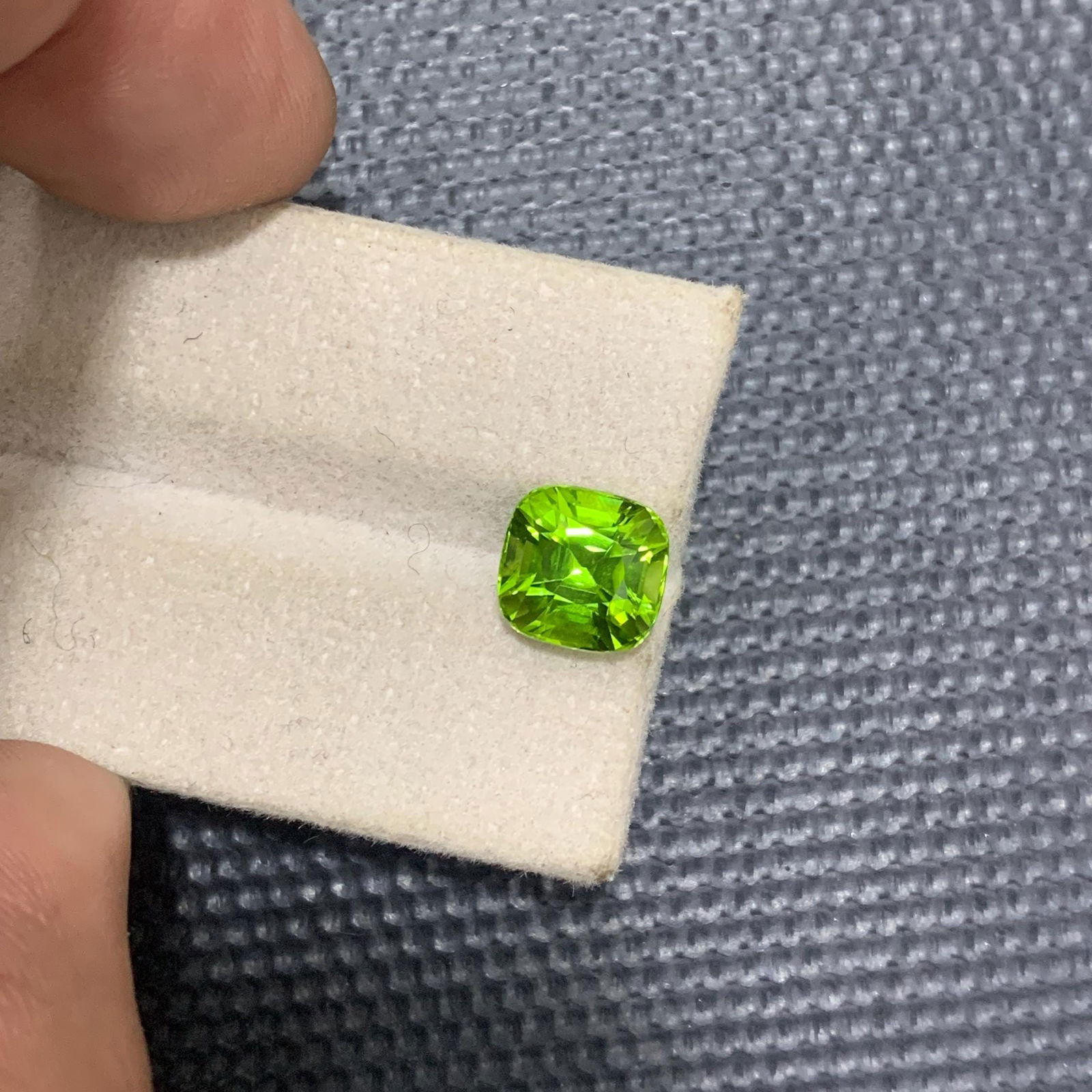 Apple Green Peridot Gemstone: 3.90 Carat Cushion Cut, Sapat Mine - 2