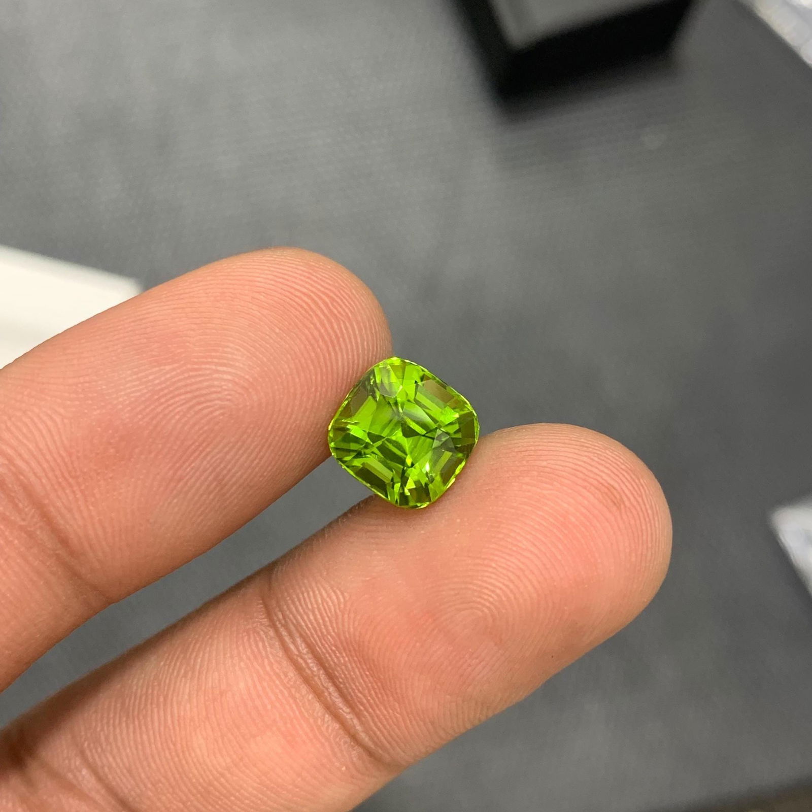 Apple Green Peridot Gemstone: 3.90 Carat Cushion Cut, Sapat Mine - 5