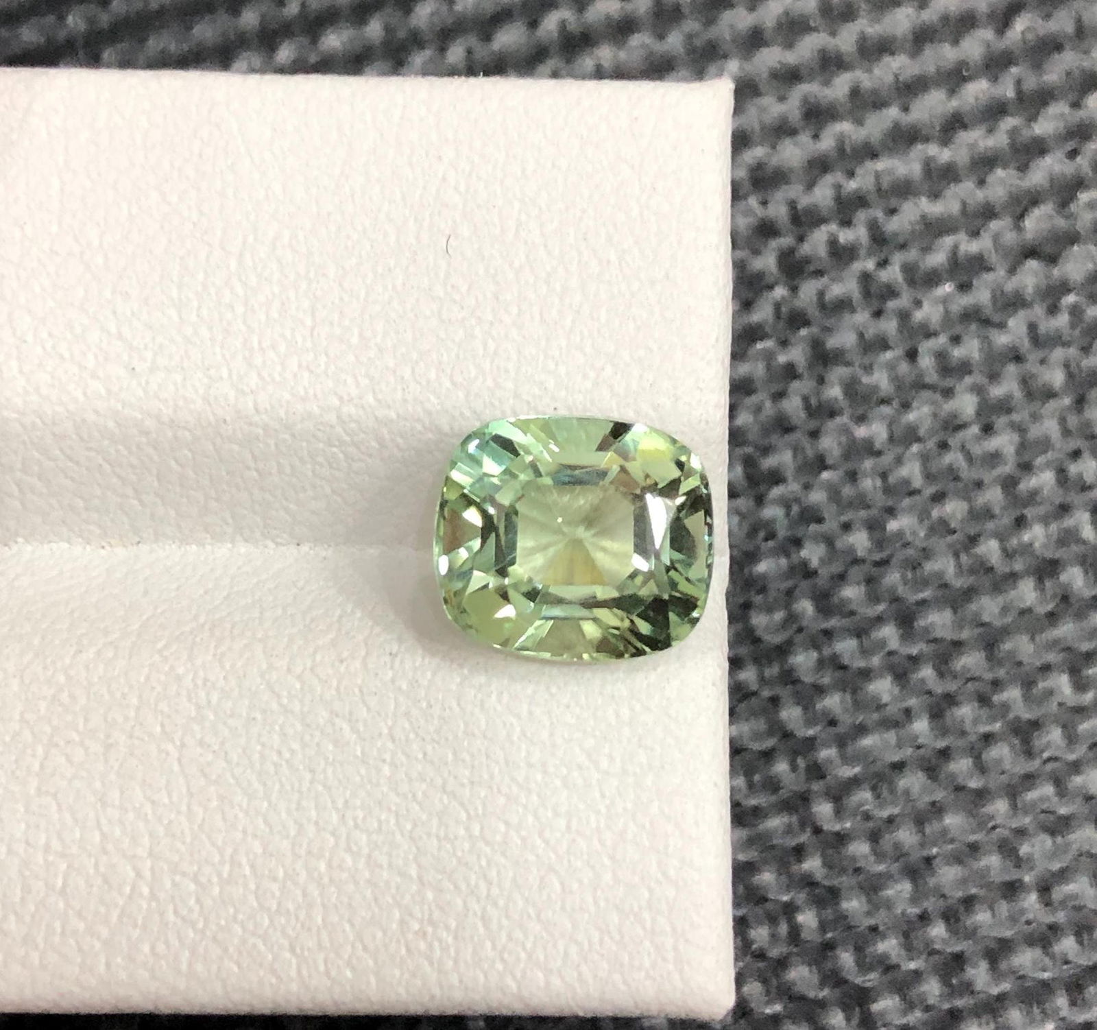 Sea Foam Green Tourmaline Gemstone: 3.82 Carat Afghan Cushion Cut - 2