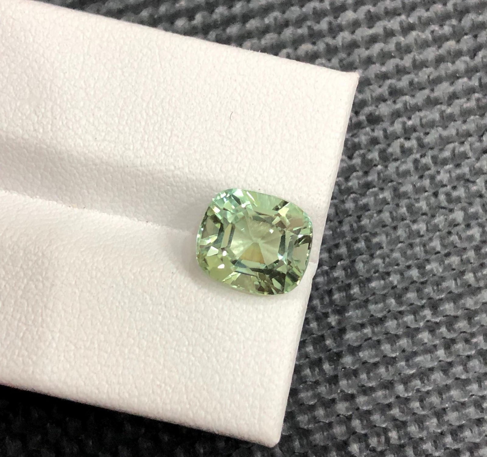 Sea Foam Green Tourmaline Gemstone: 3.82 Carat Afghan Cushion Cut - 3