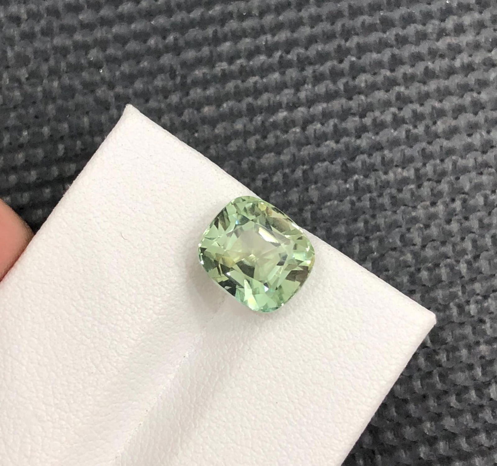 Sea Foam Green Tourmaline Gemstone: 3.82 Carat Afghan Cushion Cut - 4