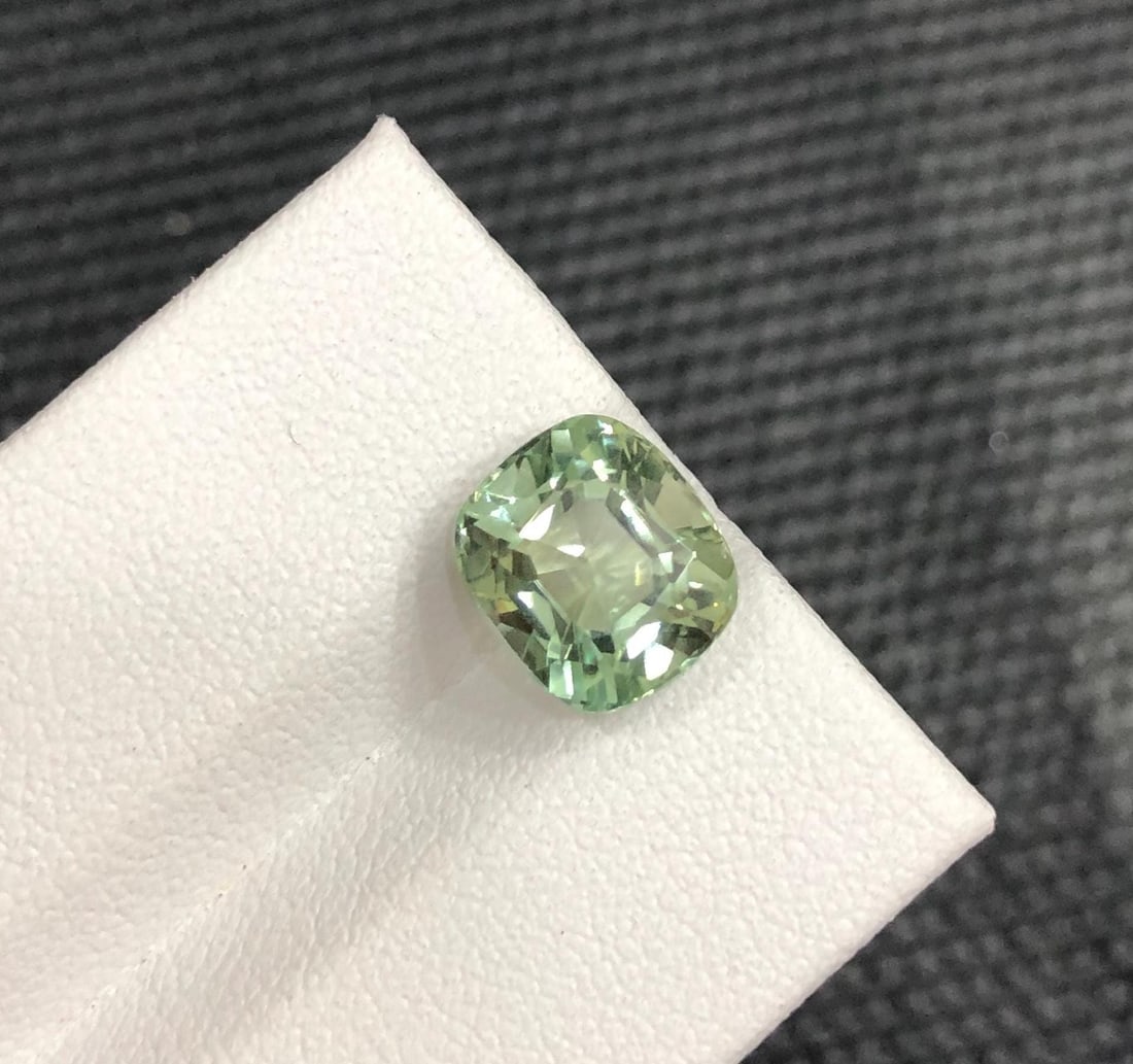 Sea Foam Green Tourmaline Gemstone: 3.82 Carat Afghan Cushion Cut - 5