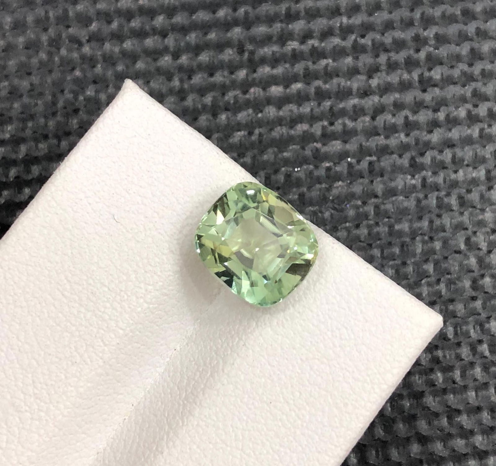 Sea Foam Green Tourmaline Gemstone: 3.82 Carat Afghan Cushion Cut - 6