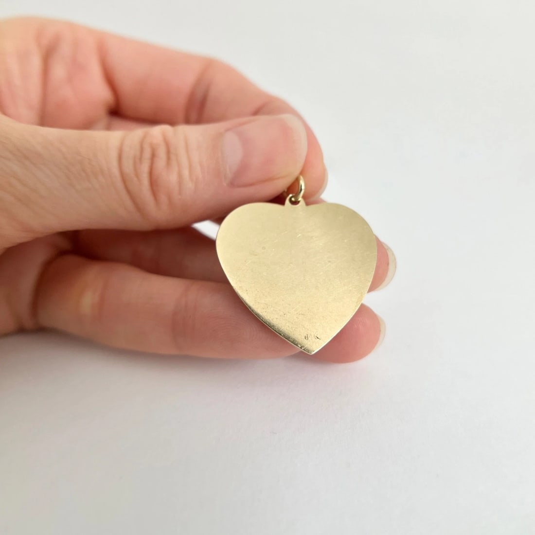 Vintage 1950's Engine Turned Fluted Heart Charm Pendant 14K Yellow Gold, 4.53 Gr - 8