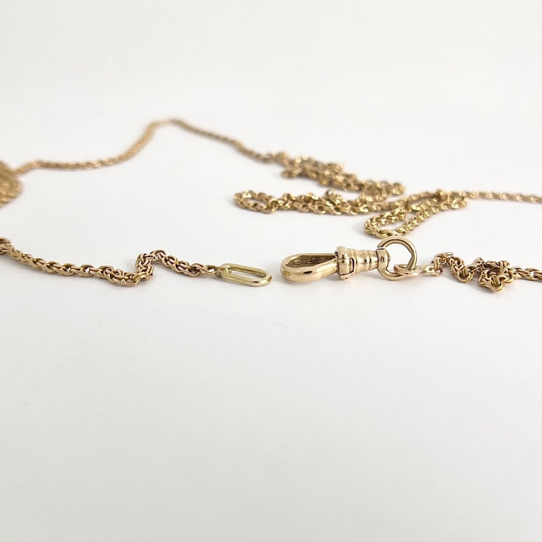 Antique Victorian Long Guard Chain Necklace 15K 13K Yellow Gold, 12.80 Grams - 8