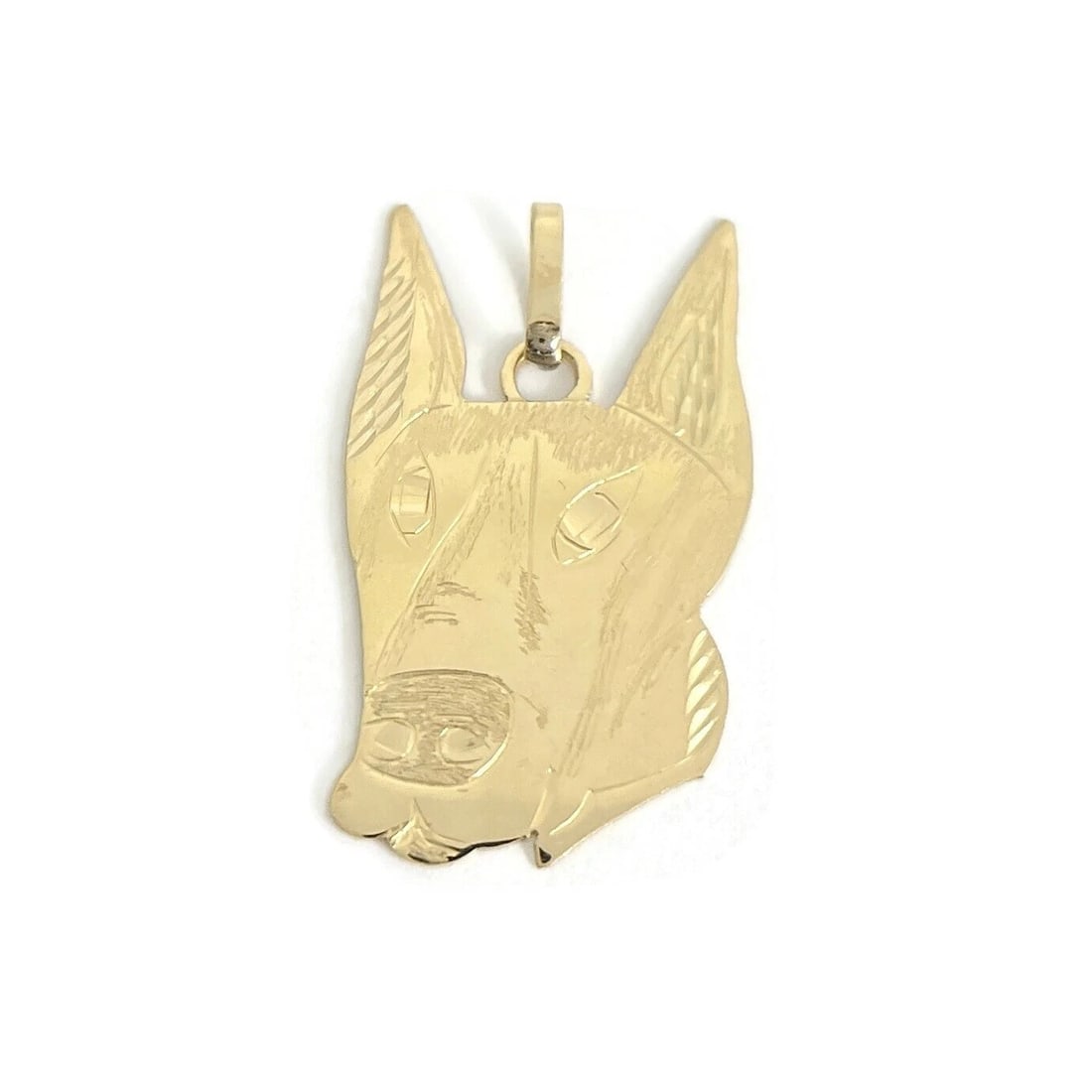 Vintage Etched Dog Necklace Pendant Charm 14K Yellow Gold, 4.32 Grams - 2