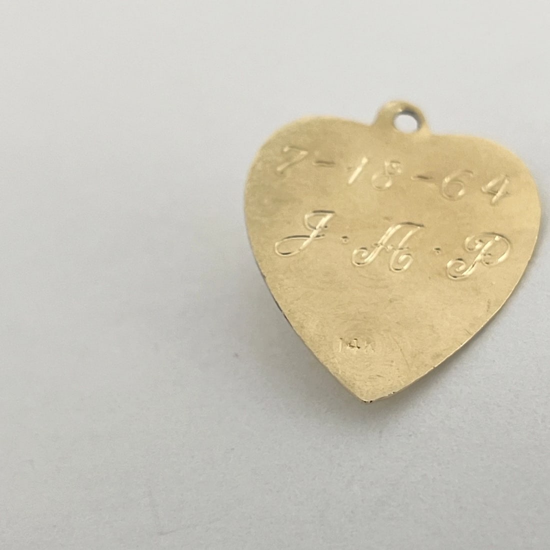 Vintage 1960's Fluted Pearl Heart Charm Necklace Pendant 14K Yellow Gold 1.21 Gr - 6