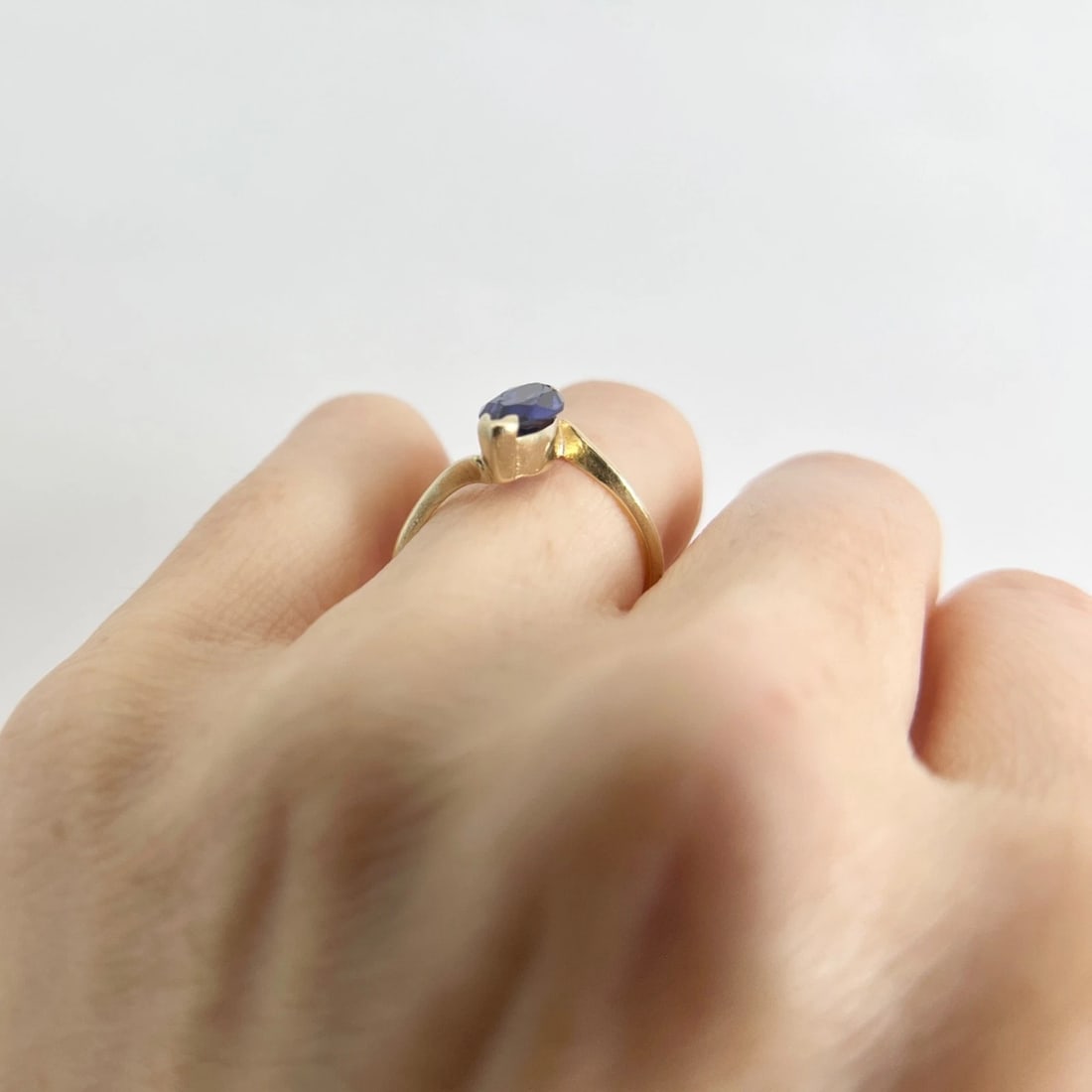 Vintage 1950's Esemco Marquise Purple Iolite Gemstone Ring 10K Gold, 1.99 Grams - 5