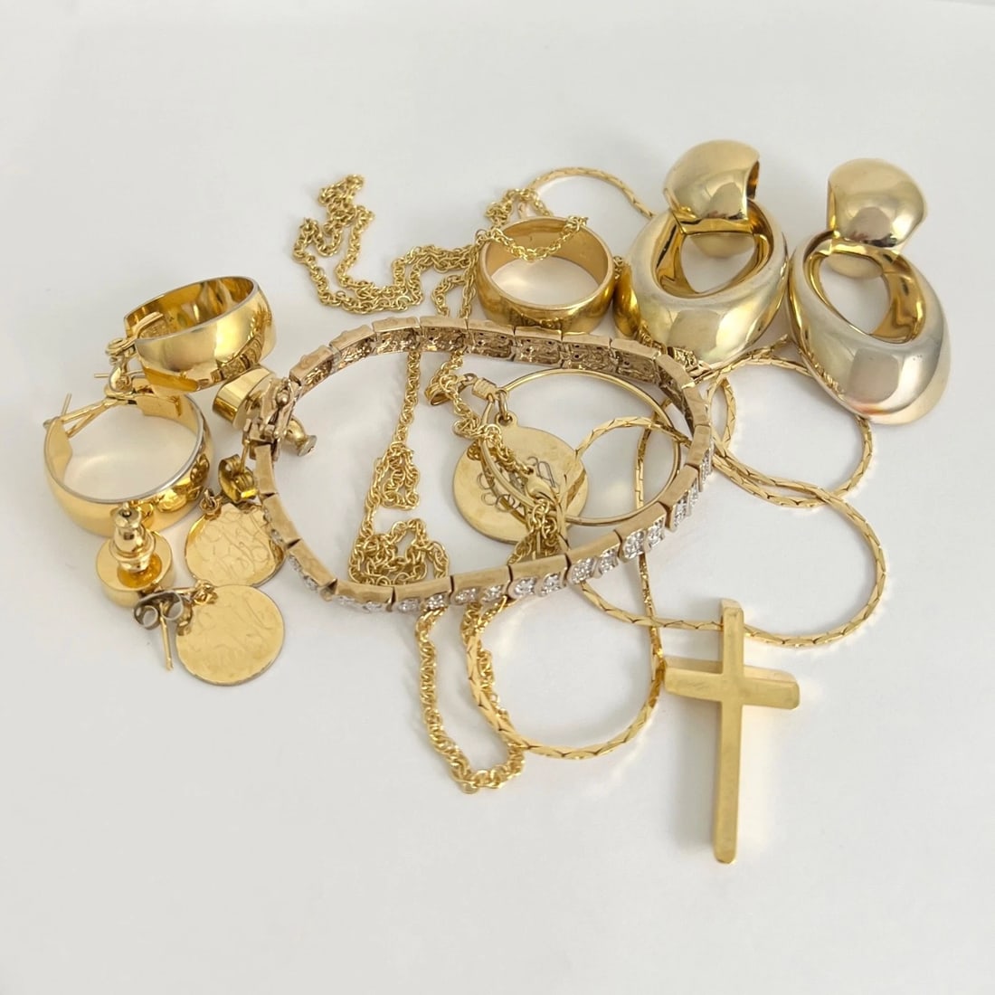 Vintage Estate Mixed Jewelry Lot, Gold-Plated More, 9 Pieces, 63.68 Grams - 3