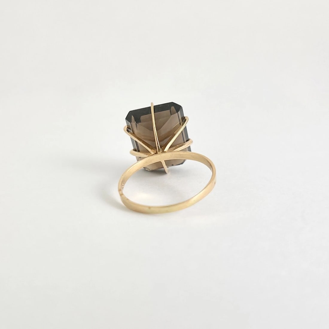 Vintage Brown Quartz Gemstone Cocktail Ring 18K Yellow Gold, 5.01 Grams - 8