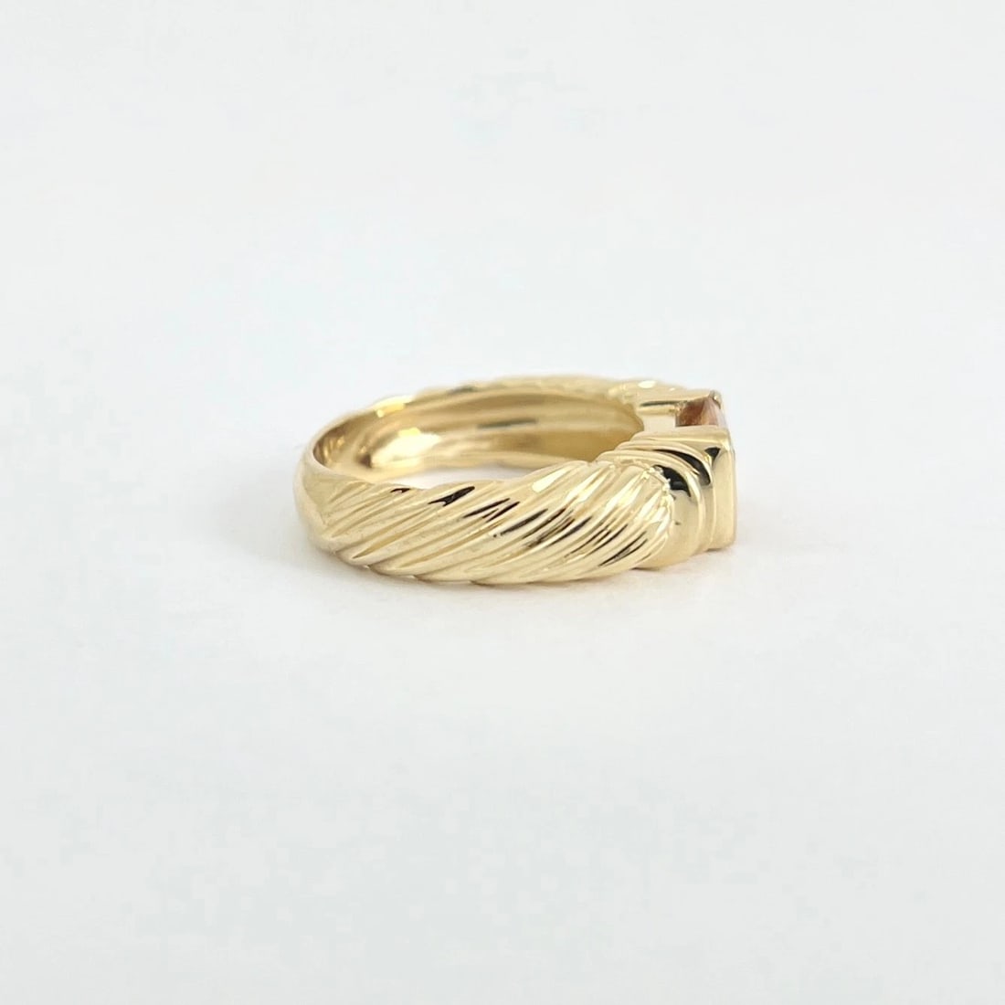 Vintage 1960's Orange Citrine Gemstone Band Ring 14K Yellow Gold, 6.33 Grams - 6