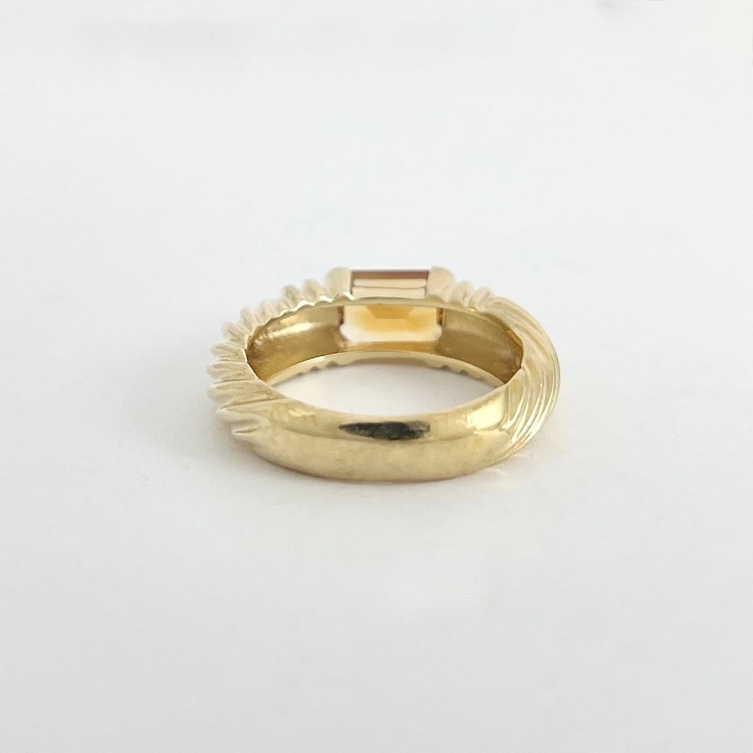 Vintage 1960's Orange Citrine Gemstone Band Ring 14K Yellow Gold, 6.33 Grams - 7