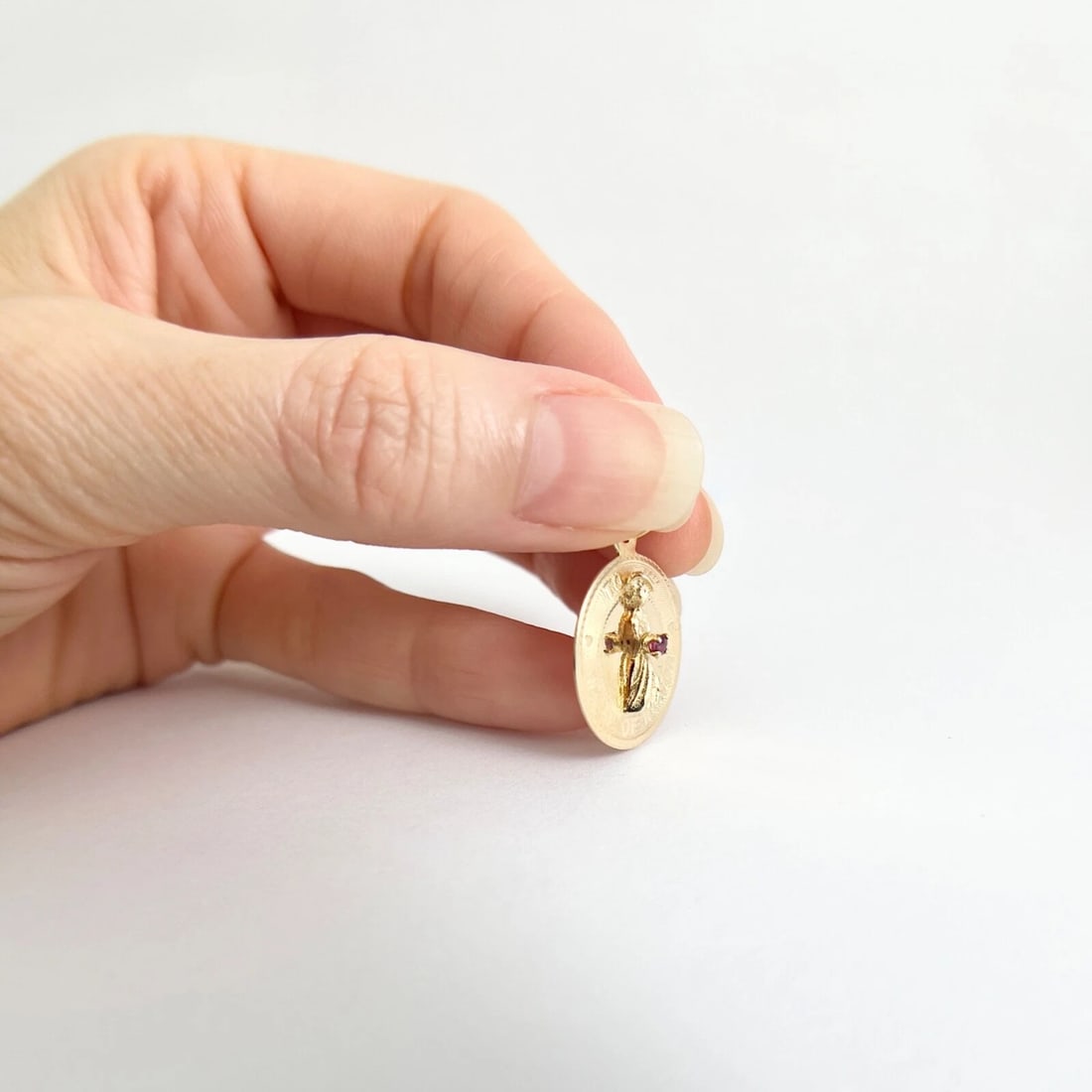 Vintage 1960's Maid of Honor Ruby Pendant Charm 14K Yellow Gold, 2.05 Grams - 6