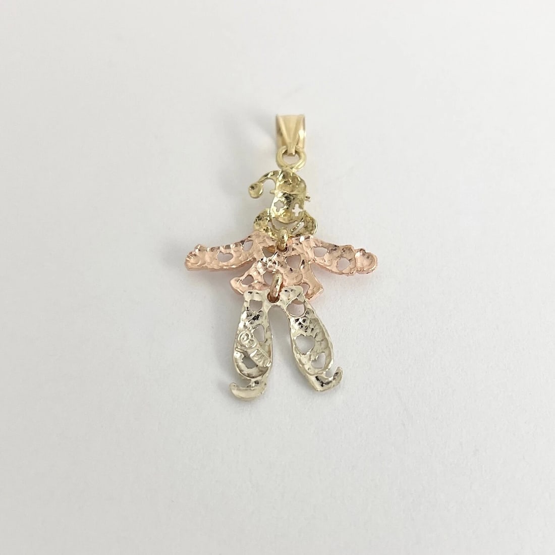 Vintage Tri-Color Clown Joker Pendant Charm 14K Yellow Rose White Gold, 1.72 Gr - 8